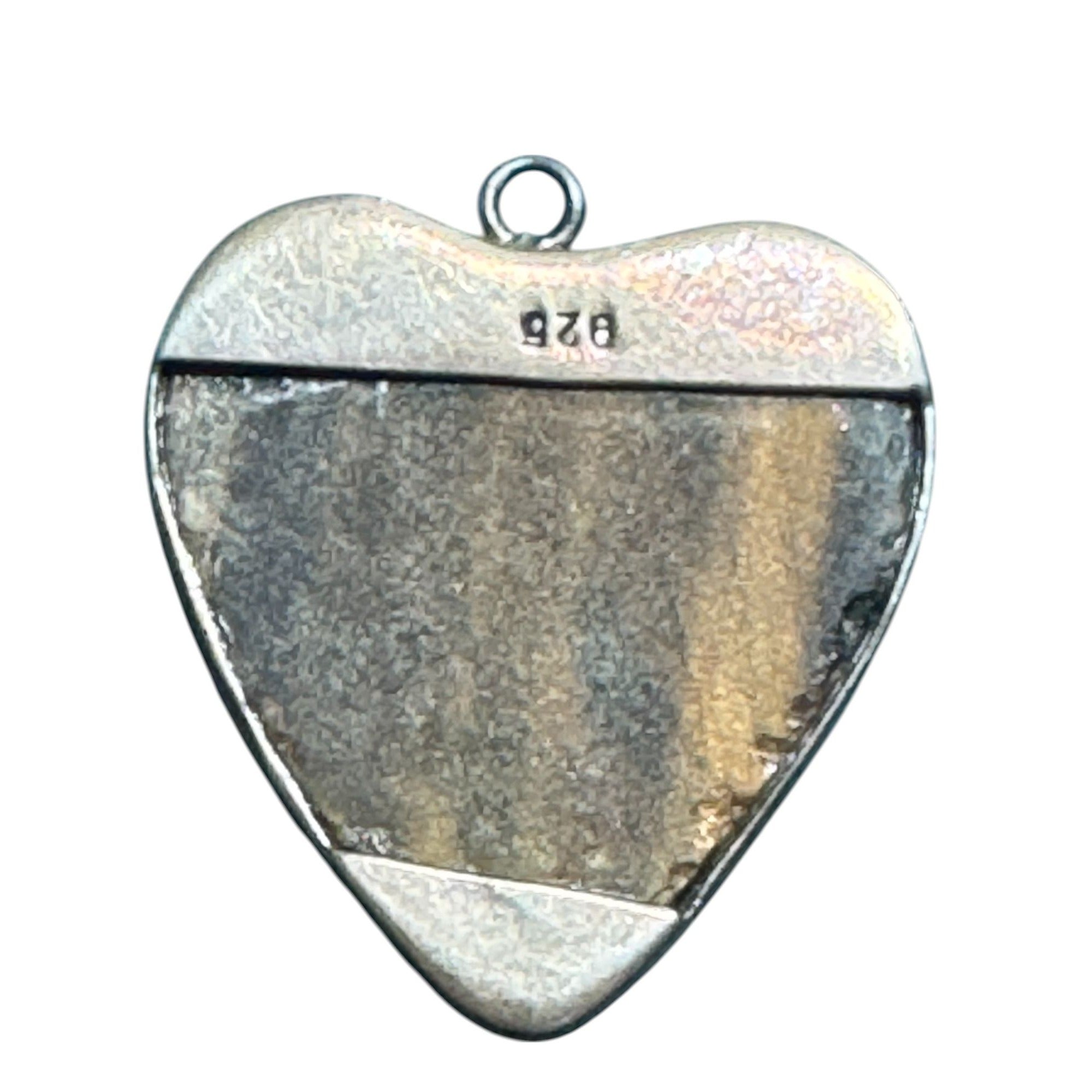Sterling Silver 925 Heart Pendant Tiger’s Eye Gemstone Polished Brown Gold Stone