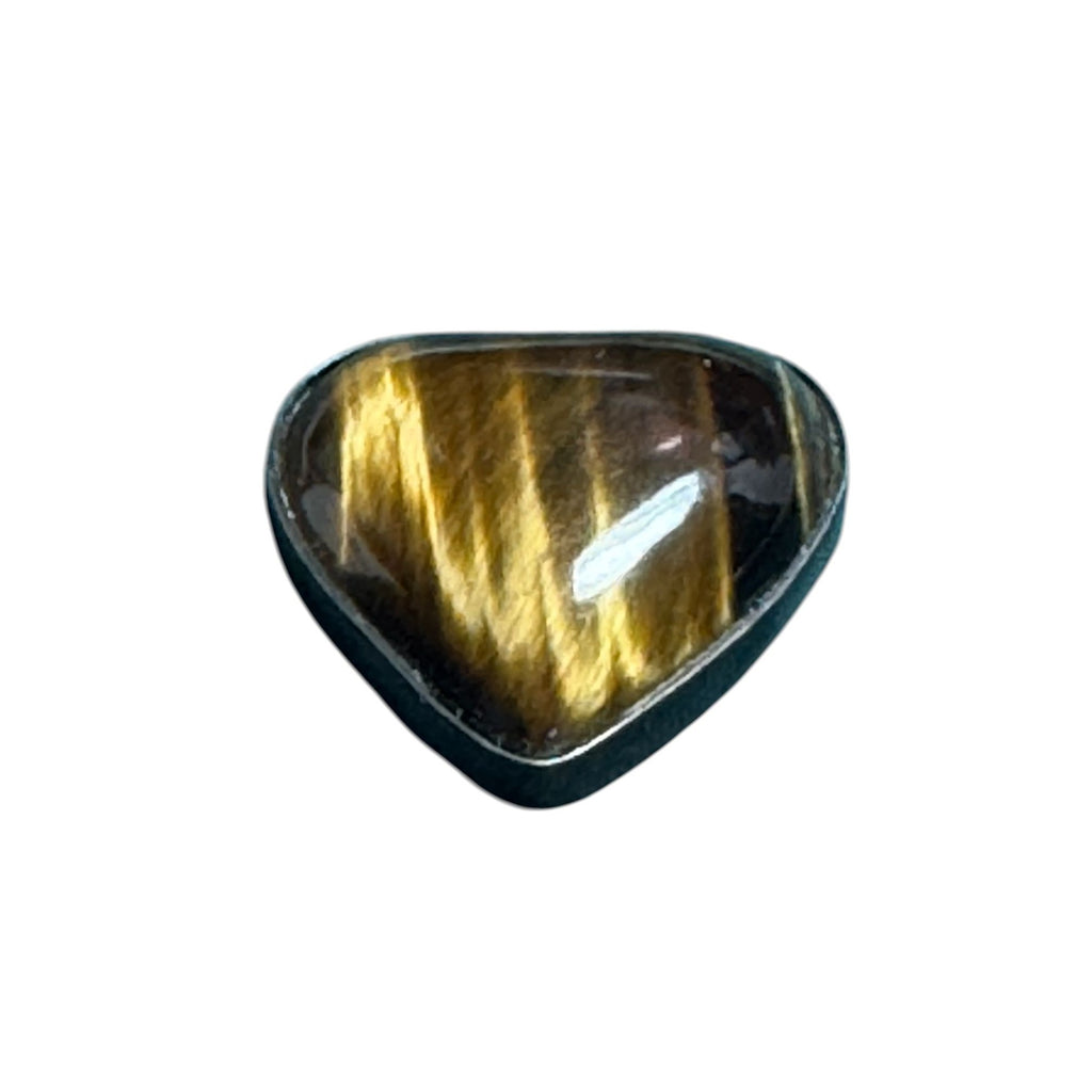 Sterling Silver 925 Heart Pendant Tiger’s Eye Gemstone Polished Brown Gold Stone