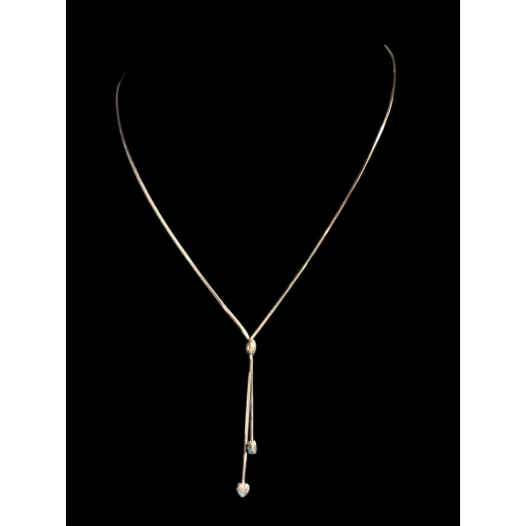 Silver Heart Drop Pendant Necklace With Adjustable Chain