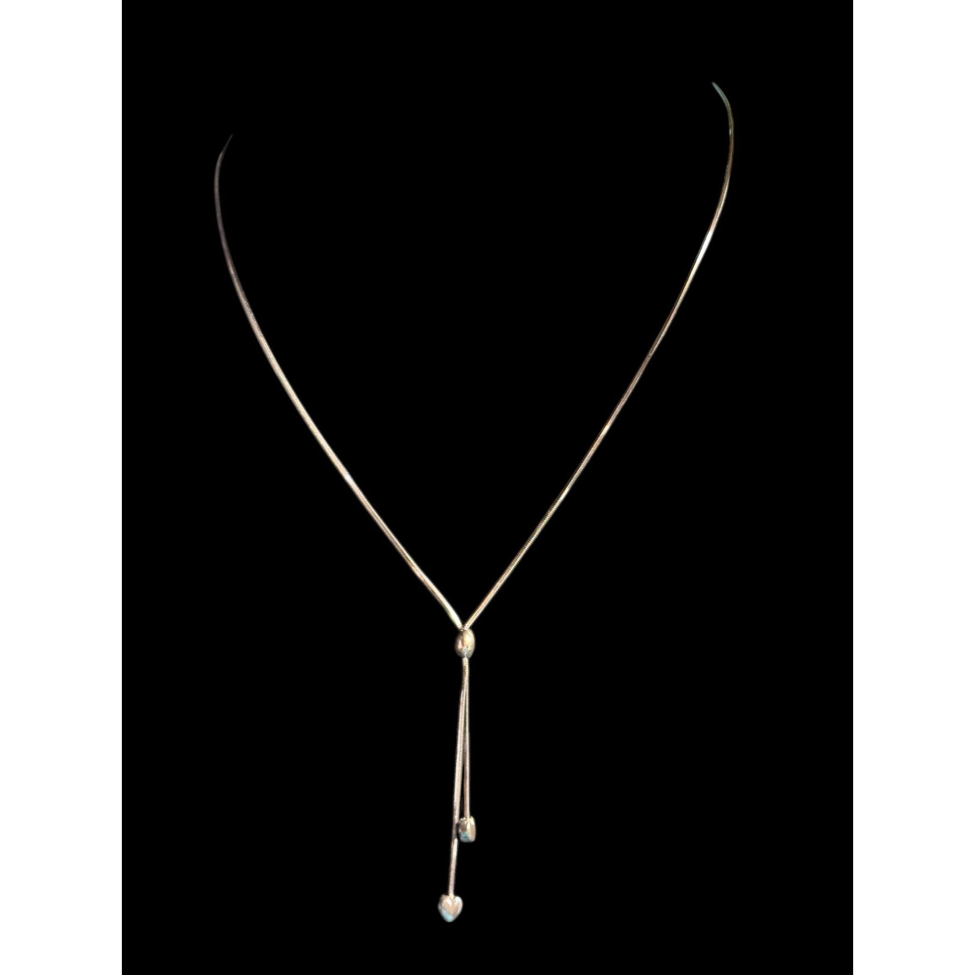 Silver Heart Drop Pendant Necklace With Adjustable Chain