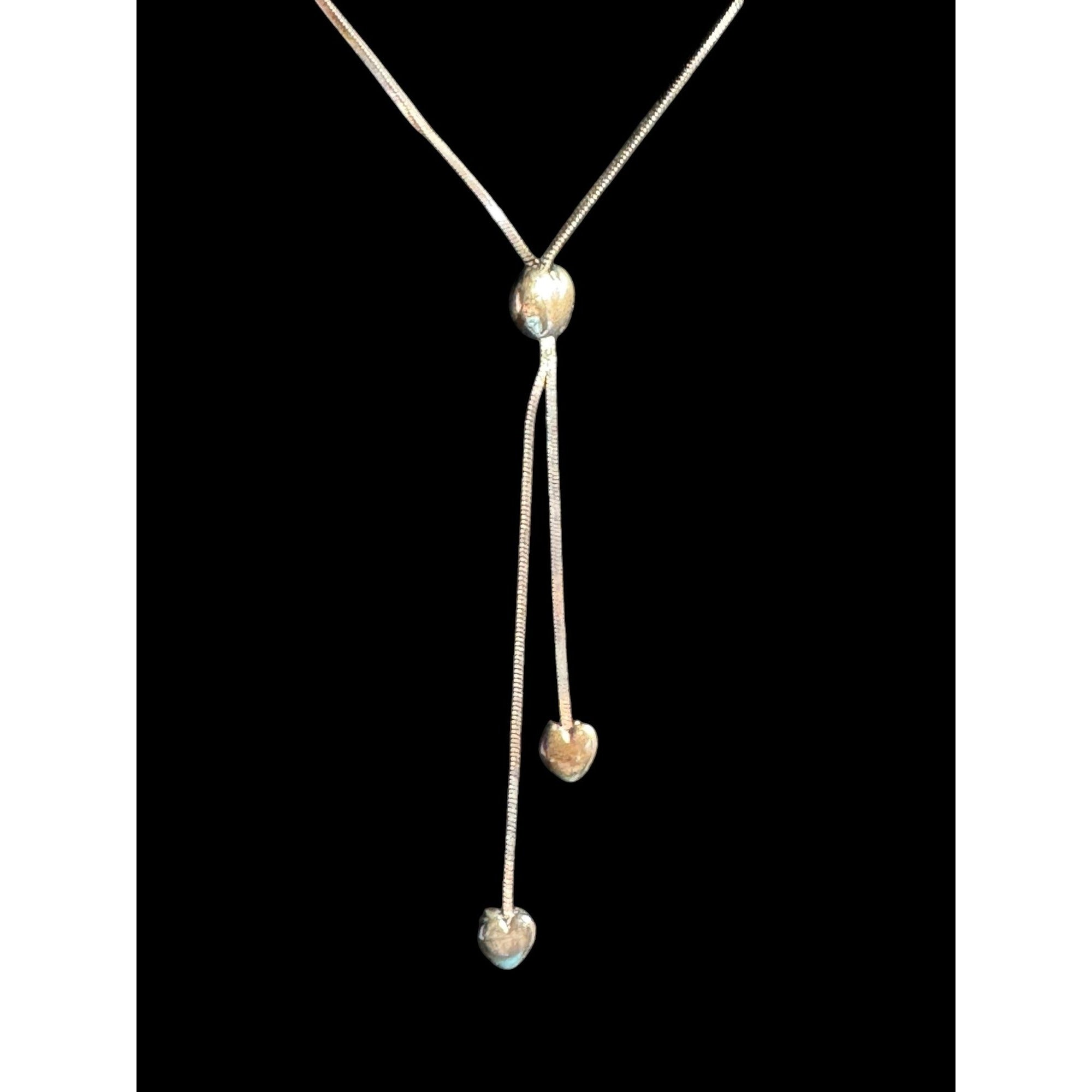 Silver Heart Drop Pendant Necklace With Adjustable Chain