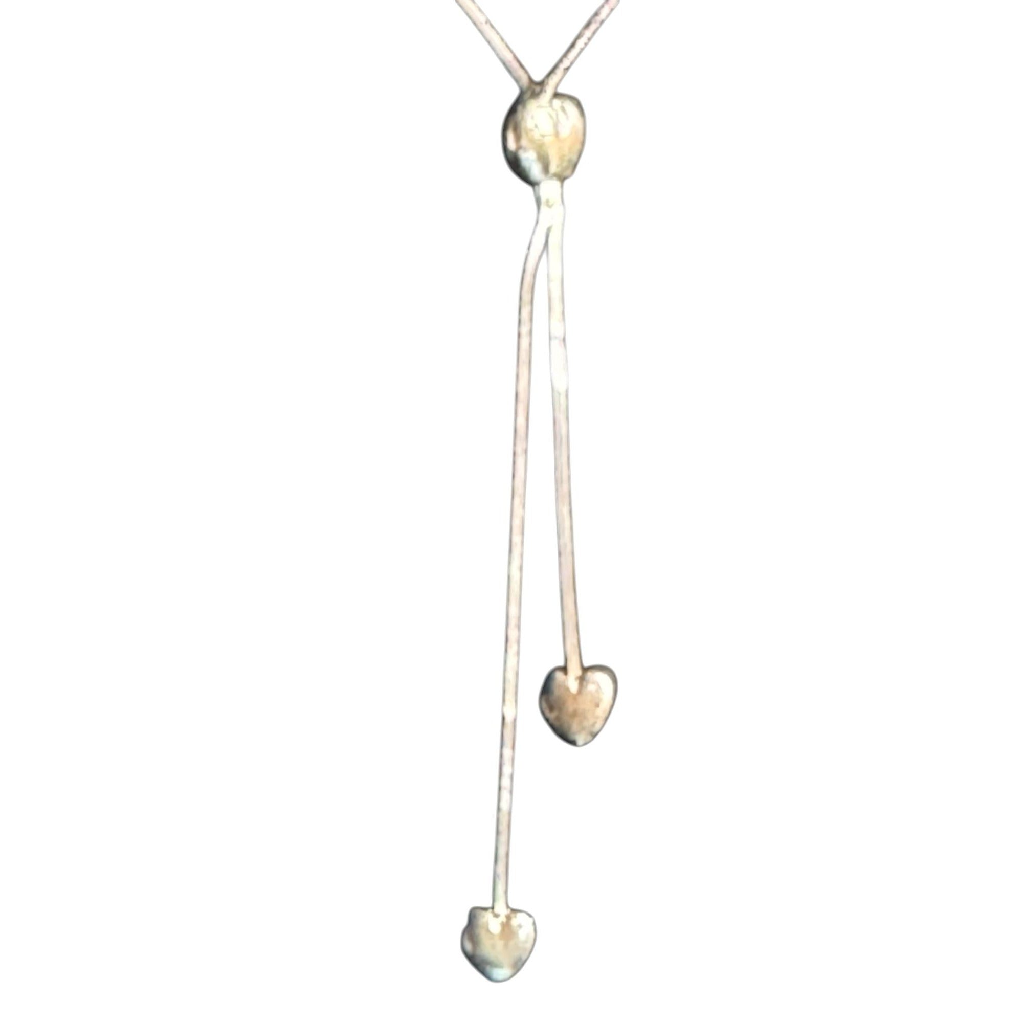 Silver Heart Drop Pendant Necklace With Adjustable Chain