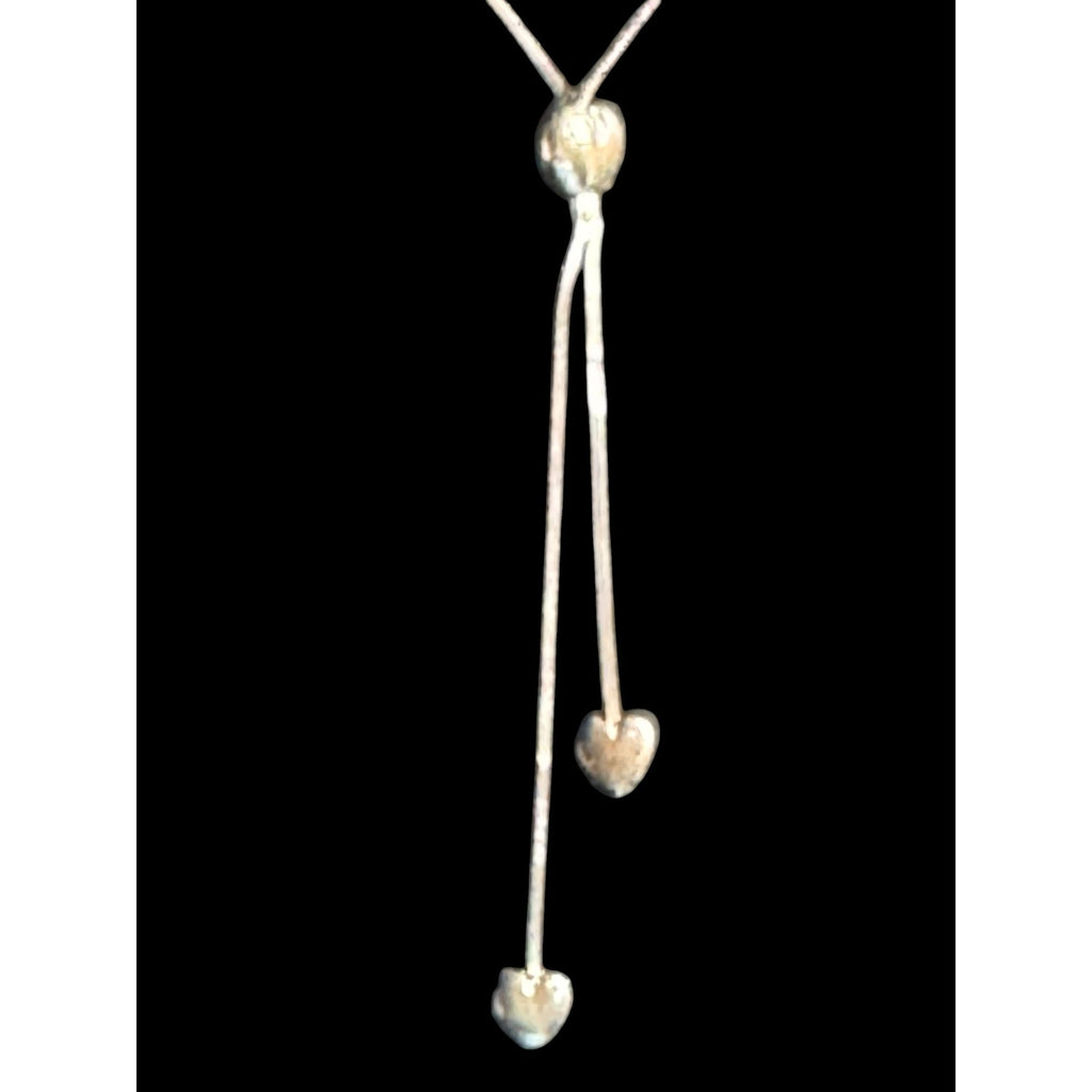 Silver Heart Drop Pendant Necklace With Adjustable Chain
