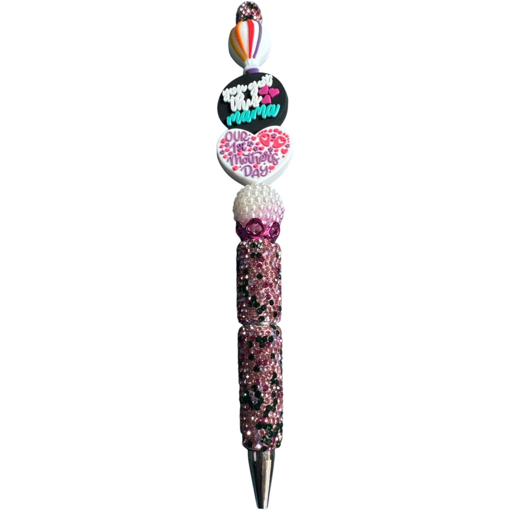 Custom "Our 1st Mothers Day" Pen With Glitter & Pearl Accents - Perfect Keepsake Gift