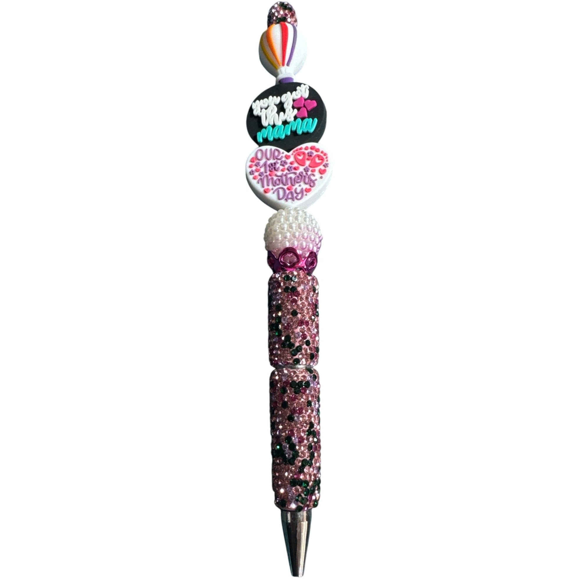 Custom "Our 1st Mothers Day" Pen With Glitter & Pearl Accents - Perfect Keepsake Gift