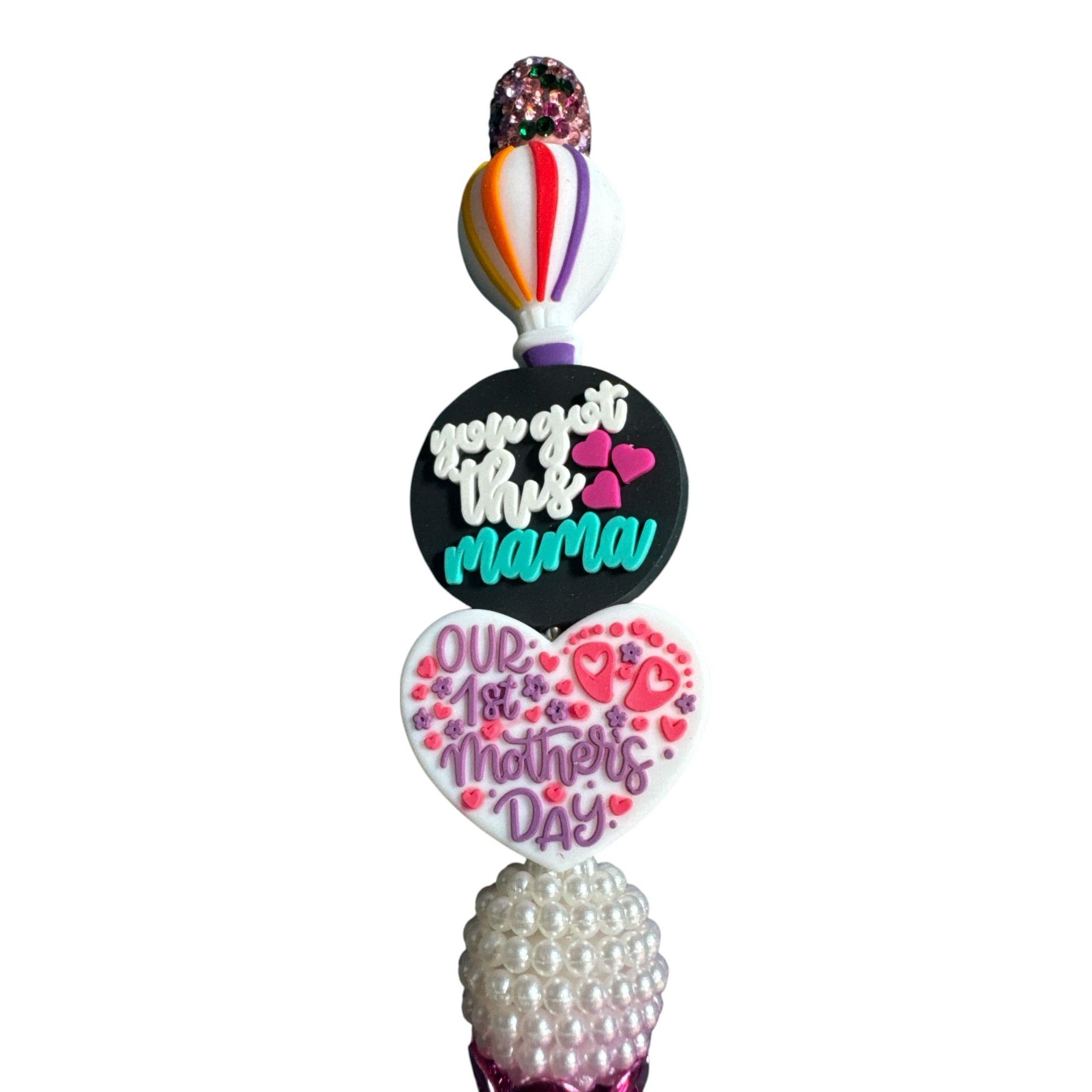 Custom "Our 1st Mothers Day" Pen With Glitter & Pearl Accents - Perfect Keepsake Gift