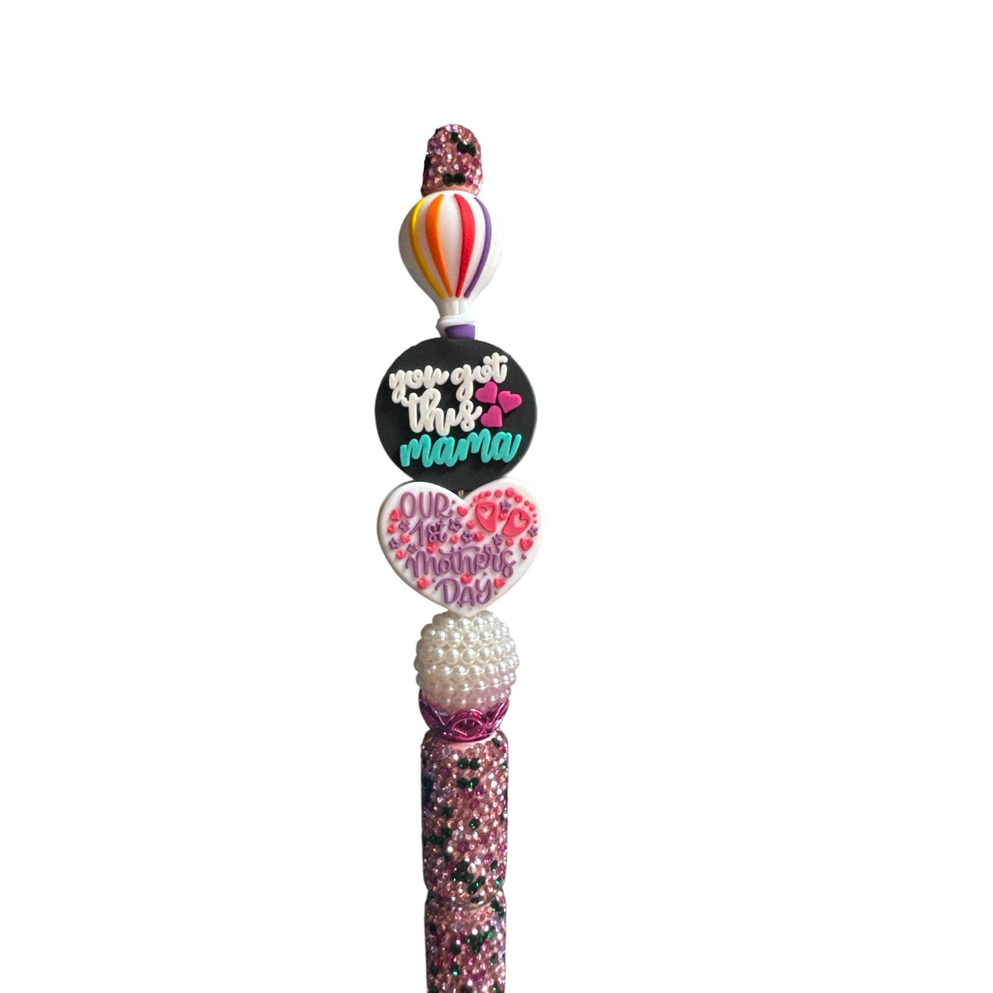 Custom "Our 1st Mothers Day" Pen With Glitter & Pearl Accents - Perfect Keepsake Gift