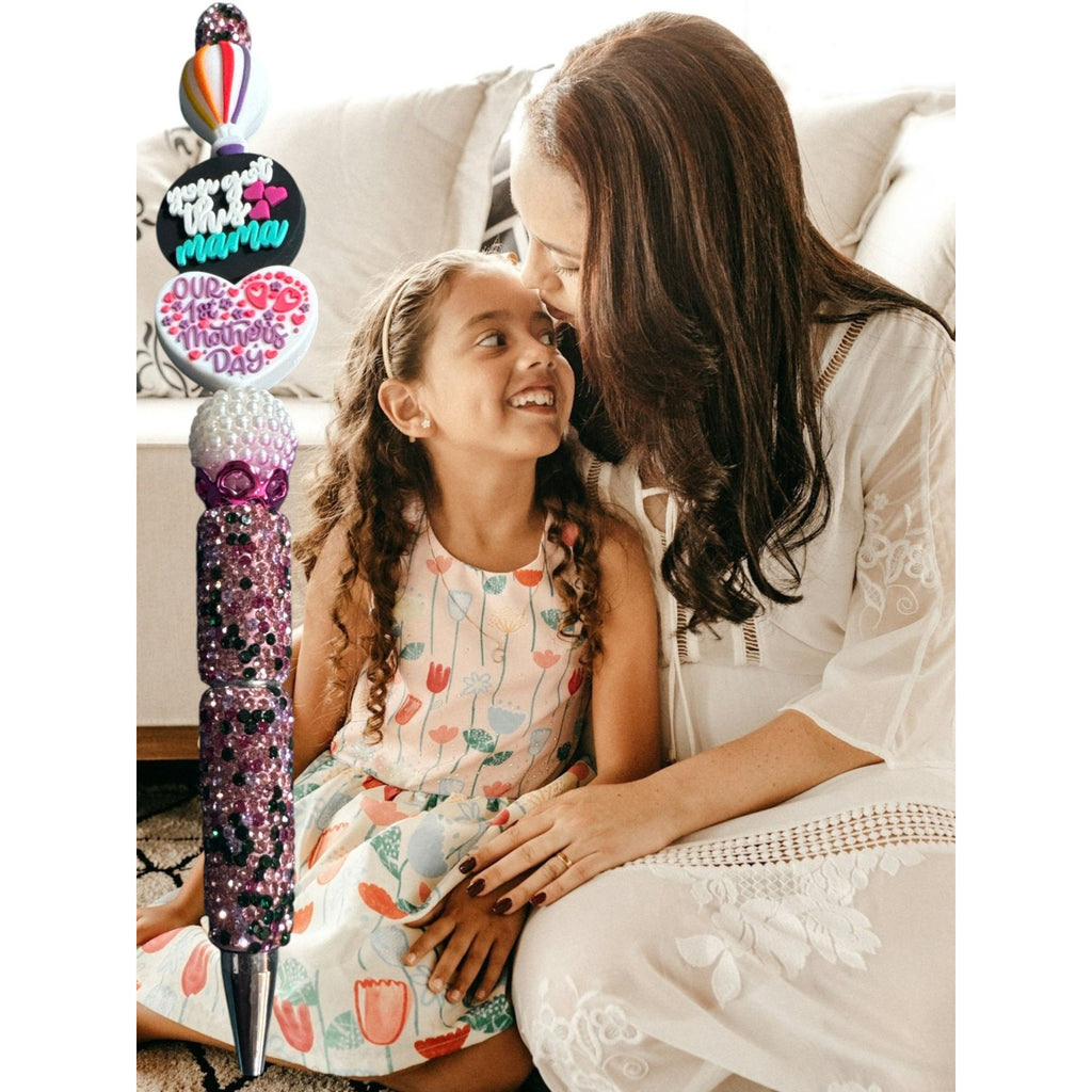 Custom "Our 1st Mothers Day" Pen With Glitter & Pearl Accents - Perfect Keepsake Gift