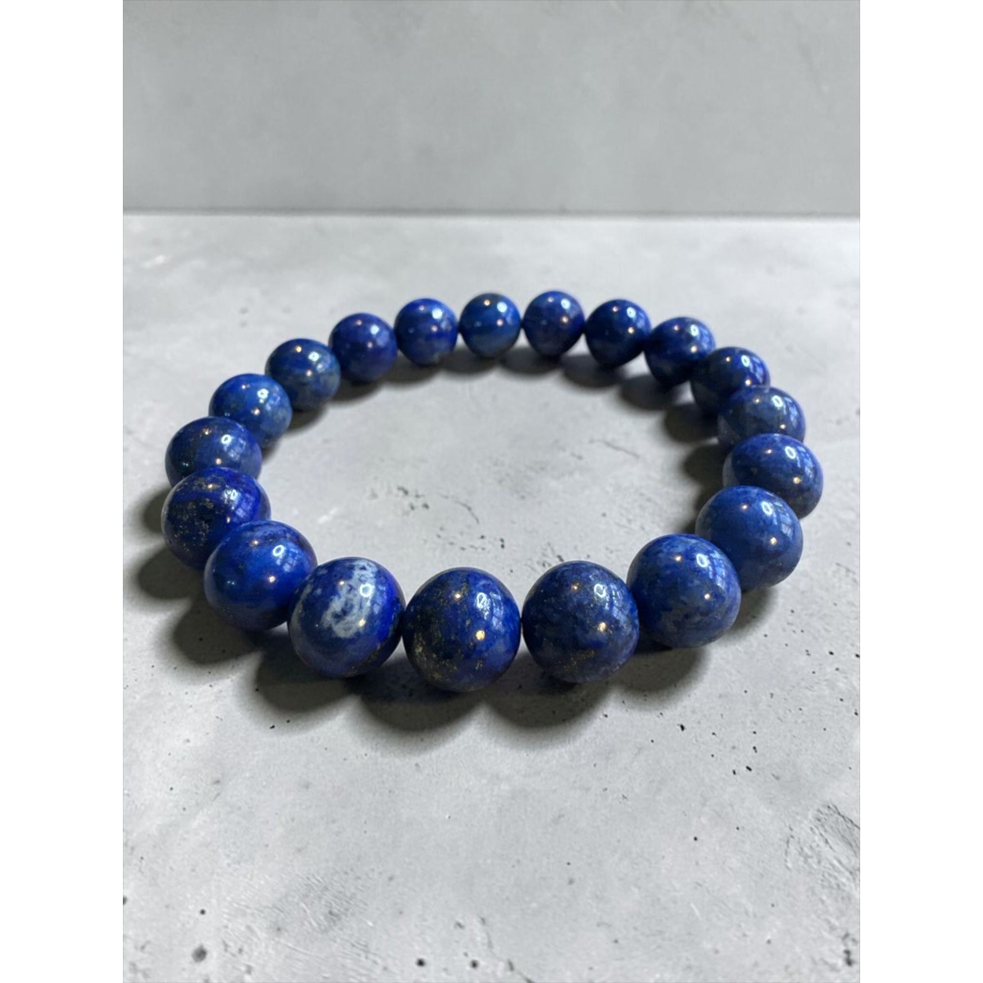 Blue Gemstone Beaded Bracelet & Earrings Set Lapis Style Silver Tone Handmade Look for Women