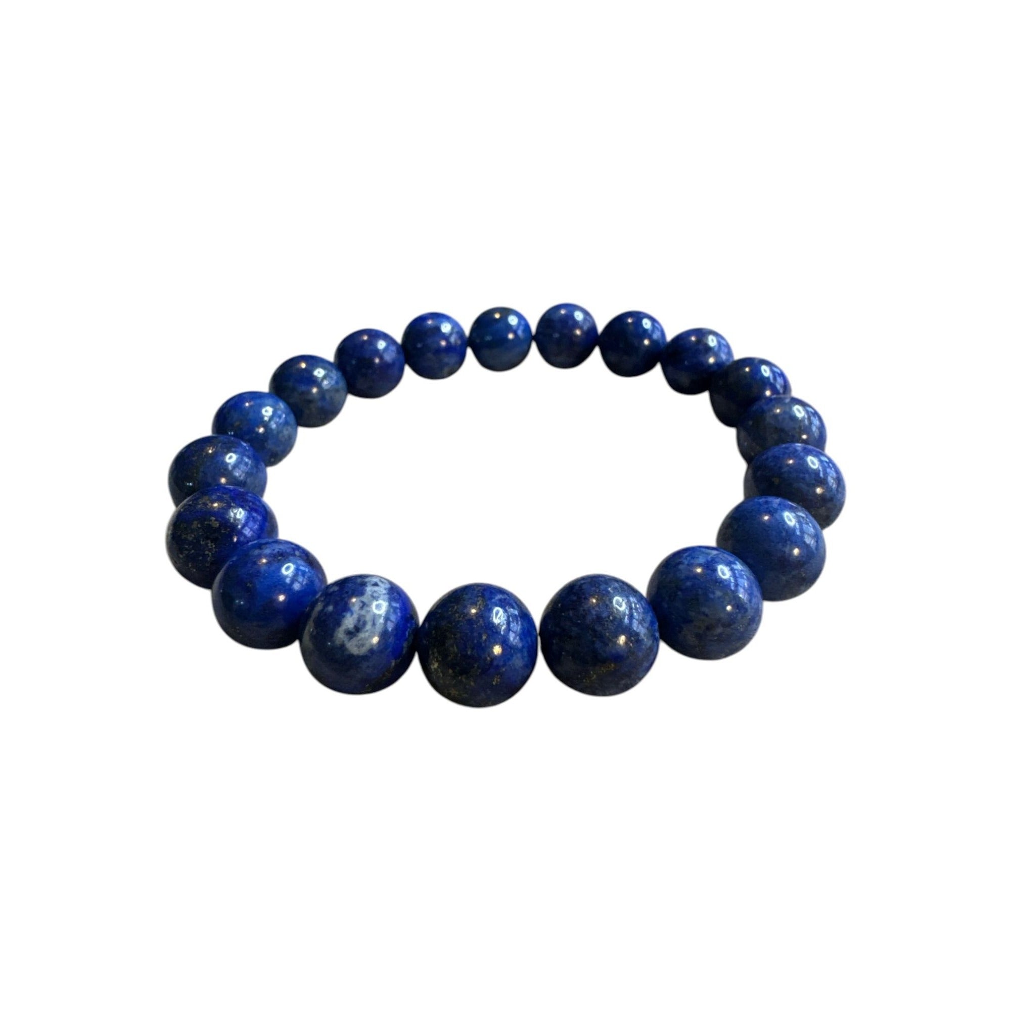 Blue Gemstone Beaded Bracelet & Earrings Set Lapis Style Silver Tone Handmade Look for Women