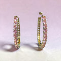 Gold Tone Pink Crystal Rhinestone Hoop Earrings - Elegant Jewelry For Women