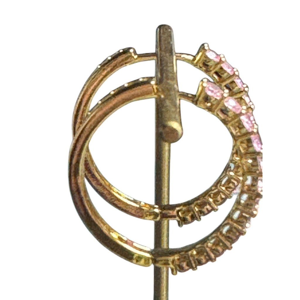 Gold Tone Pink Crystal Rhinestone Hoop Earrings - Elegant Jewelry For Women