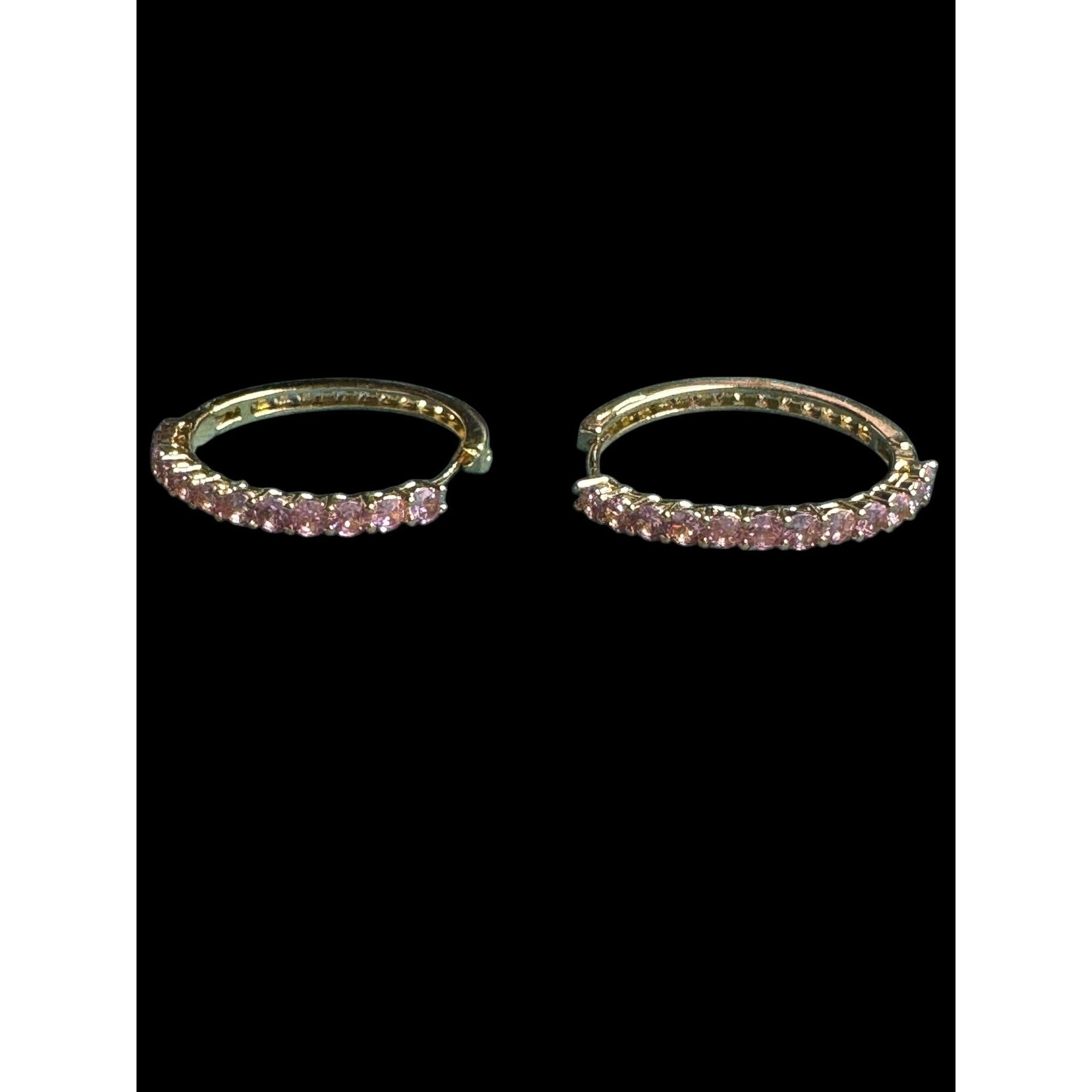 Gold Tone Pink Crystal Rhinestone Hoop Earrings - Elegant Jewelry For Women