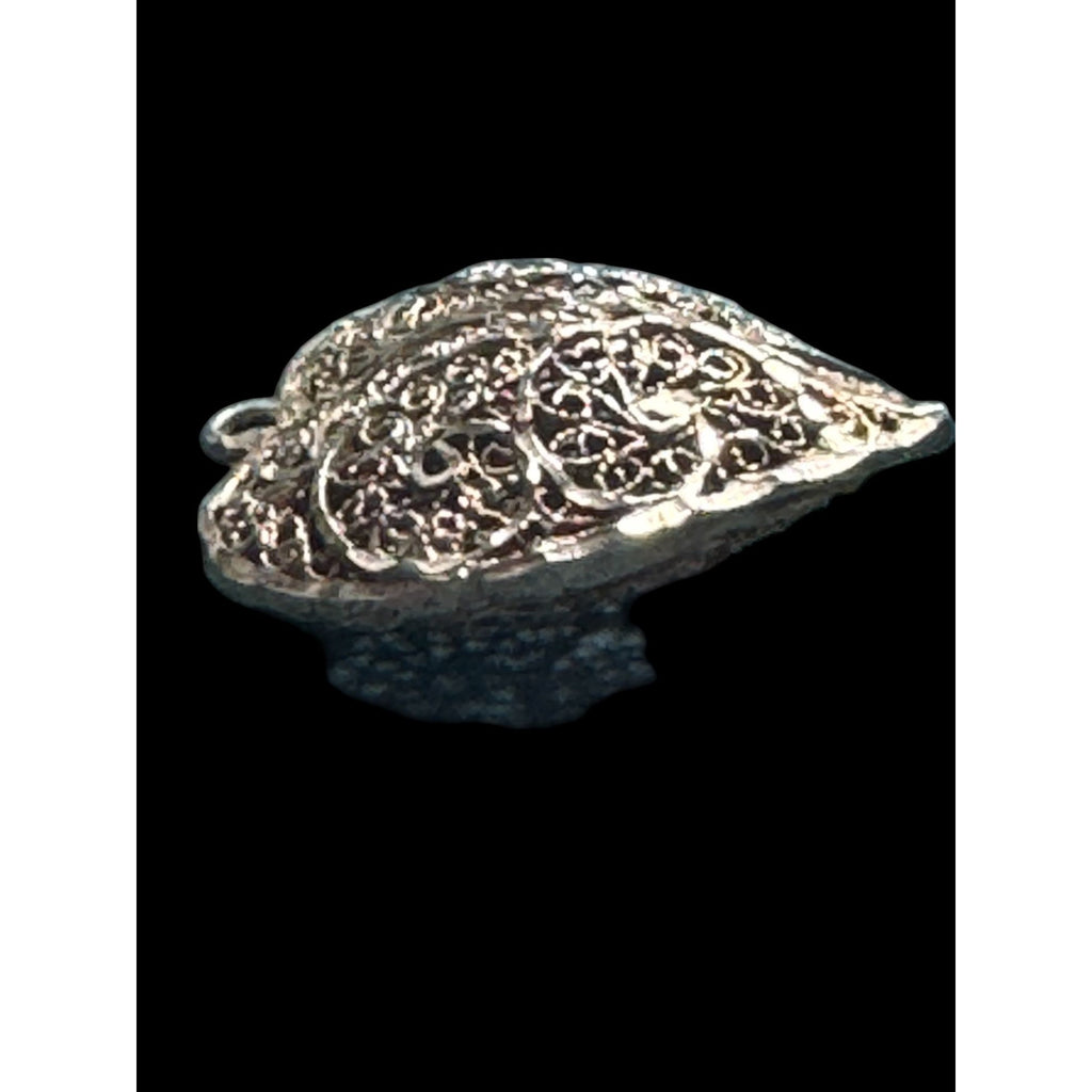 Vintage Style Filigree Heart Pendant Ornate Silver Tone Metal Swirl Design Jewelry