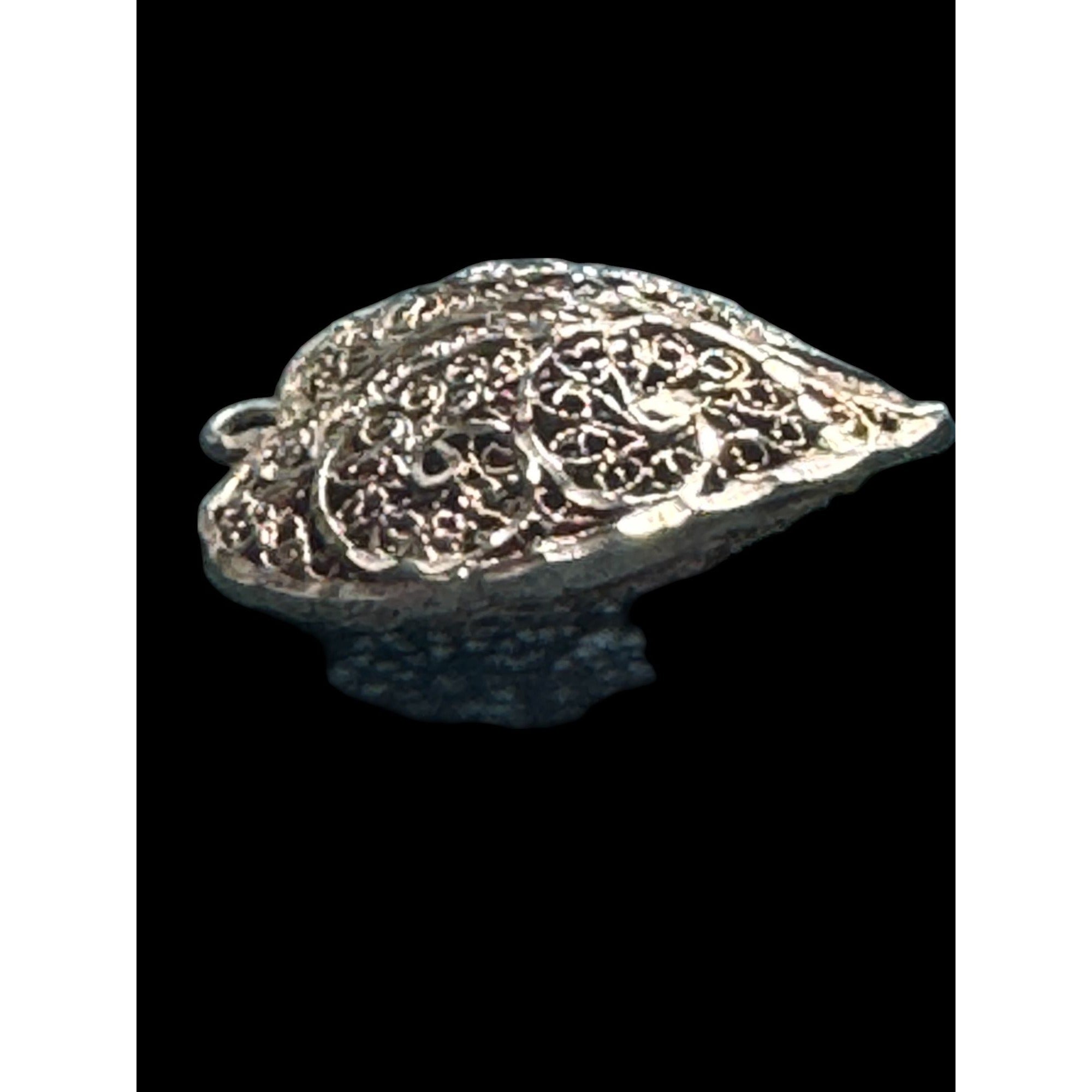 Vintage Style Filigree Heart Pendant Ornate Silver Tone Metal Swirl Design Jewelry