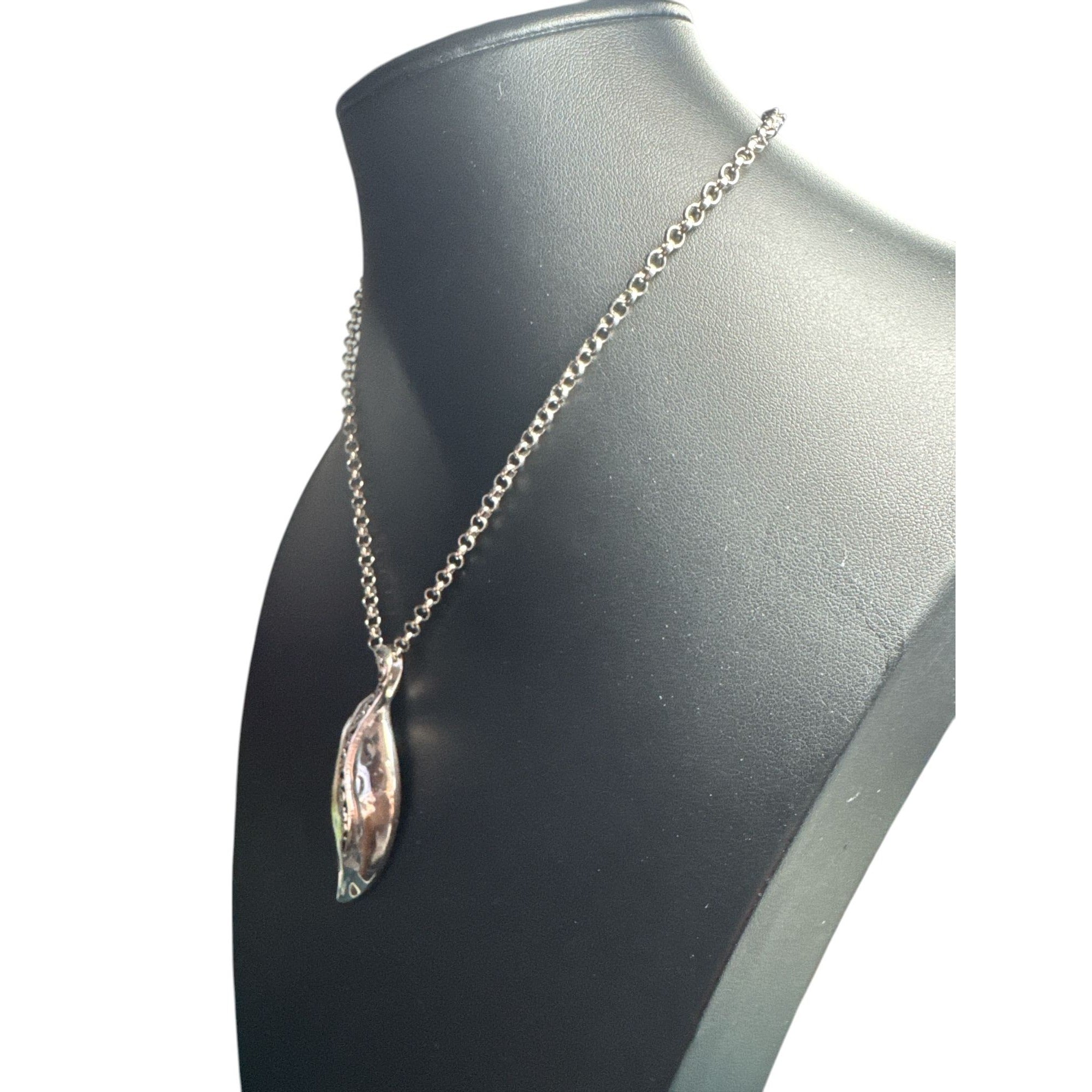 Silver Leaf Pendant Necklace, Engraved Vine Design, Elegant Nature Inspired Jewelry