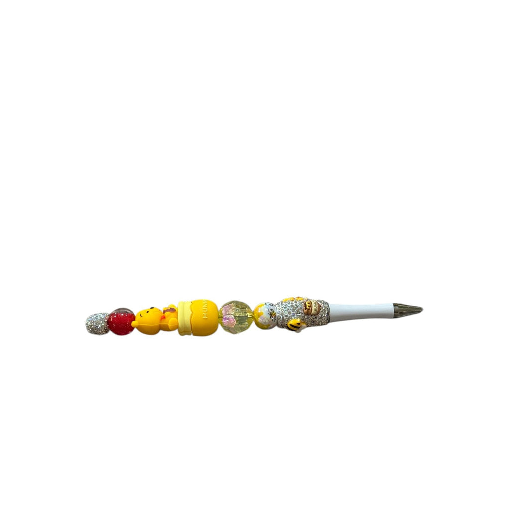 Winnie The Pooh-Inspired Decorative Ballpoint Pen With Beaded Details Glitter Handle And Charm Accents For Writing Or Gifting