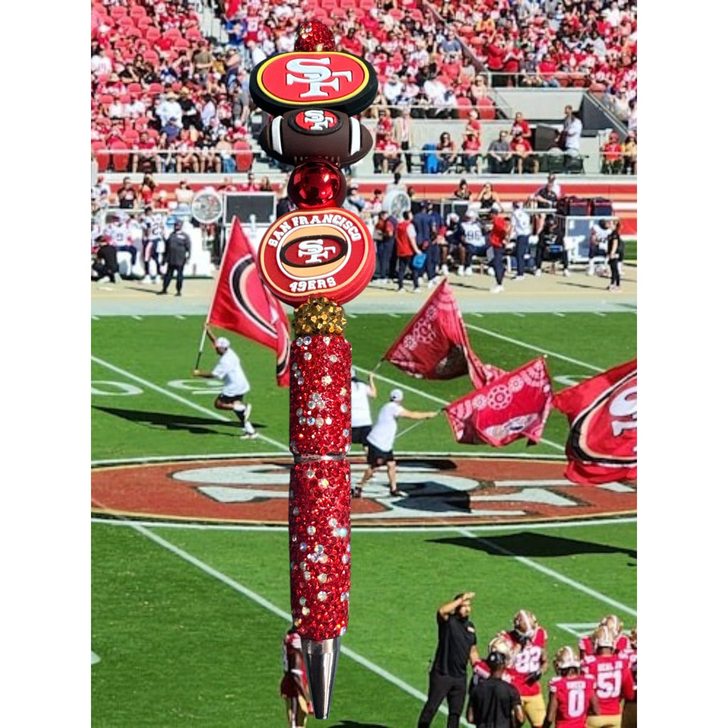San Francisco 49ers Beaded Glitter Pen With Team Logos & Football Design