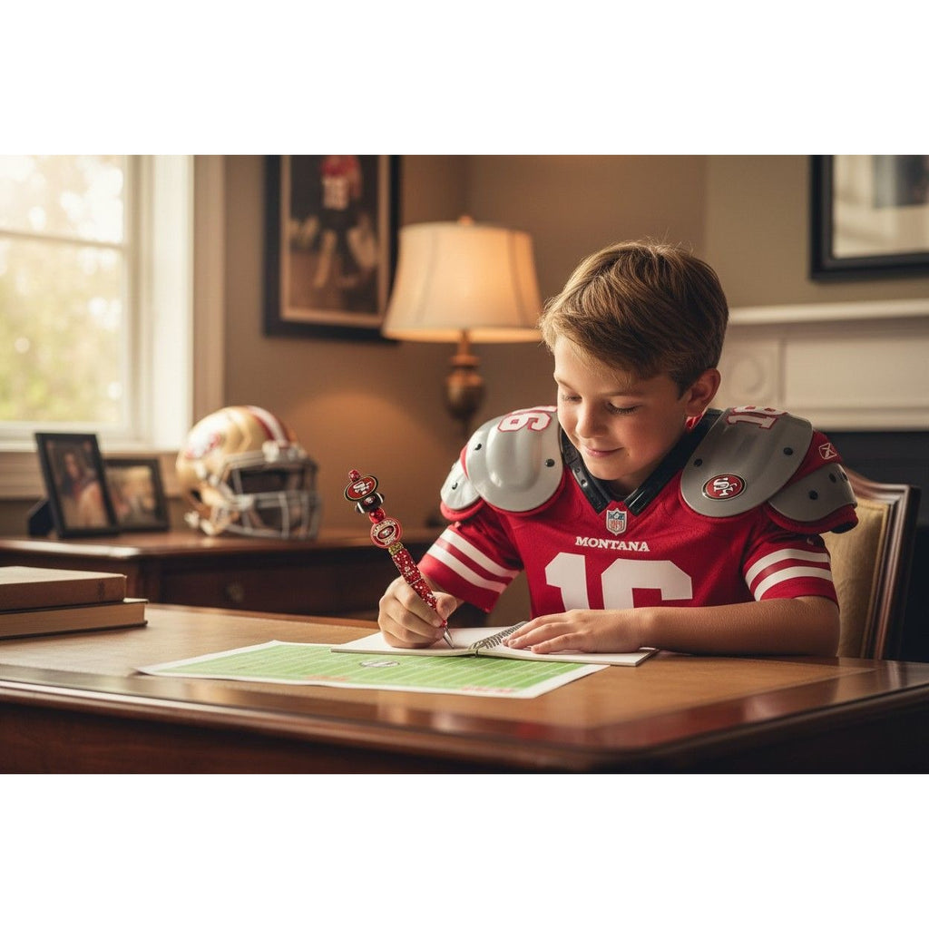 San Francisco 49ers Beaded Glitter Pen With Team Logos & Football Design