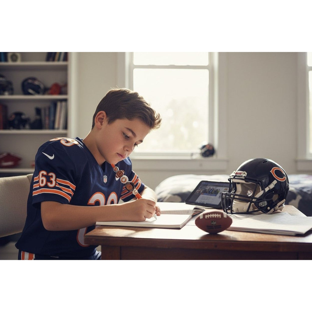 Chicago Bears Themed Ballpoint Pen With Glitter Orange Handle & Team Logos
