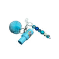 Blue Pom Keychain With Beads & Mini Cup Design