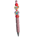 Best Teacher Ever Beaded Glitter Pen With Apple & Heart Charm Accents