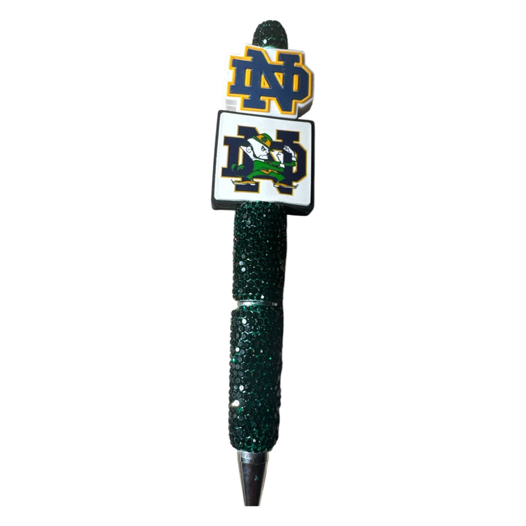 Notre Dame Fighting Irish Glitter Pen With Logo Toppers - Green & Gold Collectible Writing Accessory