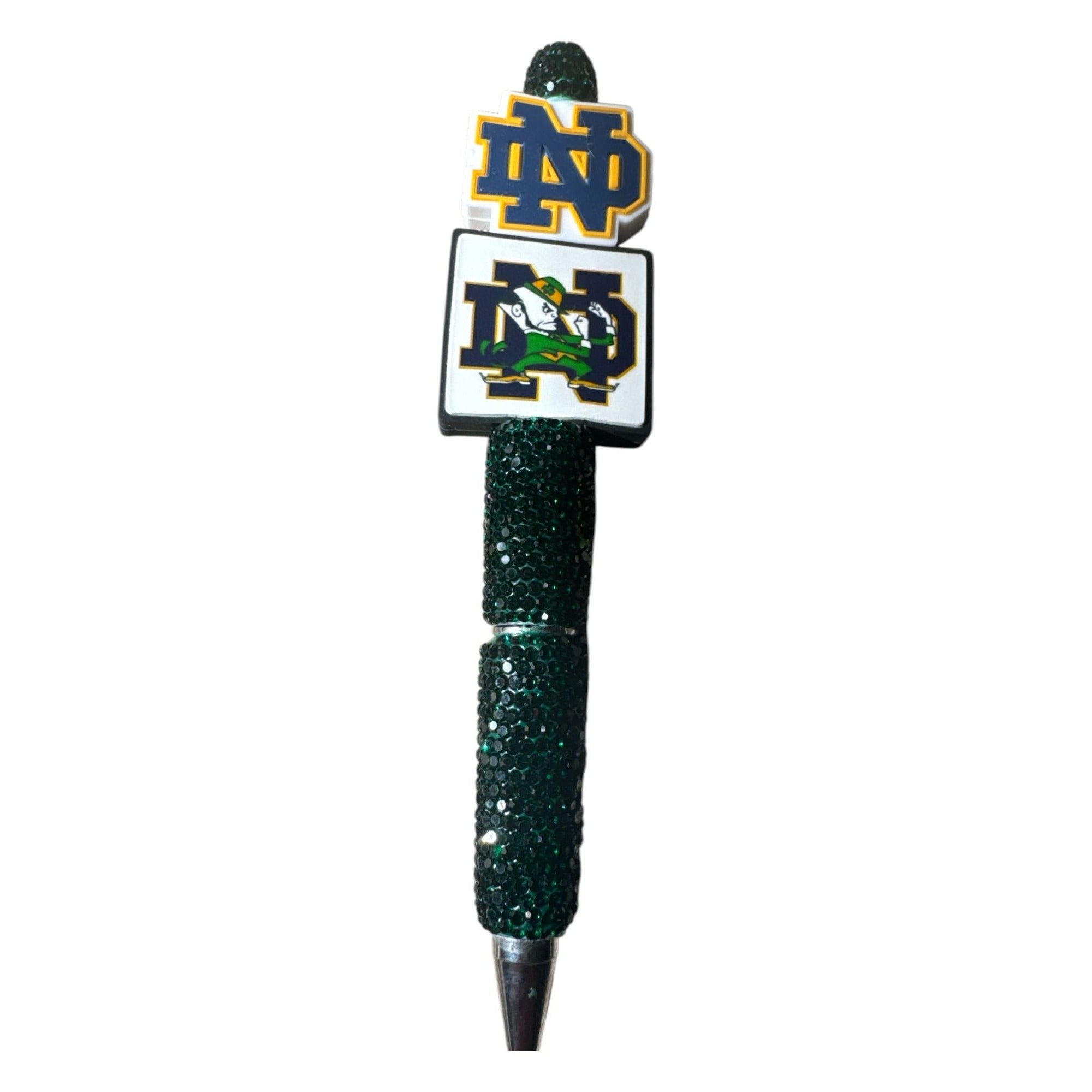 Notre Dame Fighting Irish Glitter Pen With Logo Toppers - Green & Gold Collectible Writing Accessory