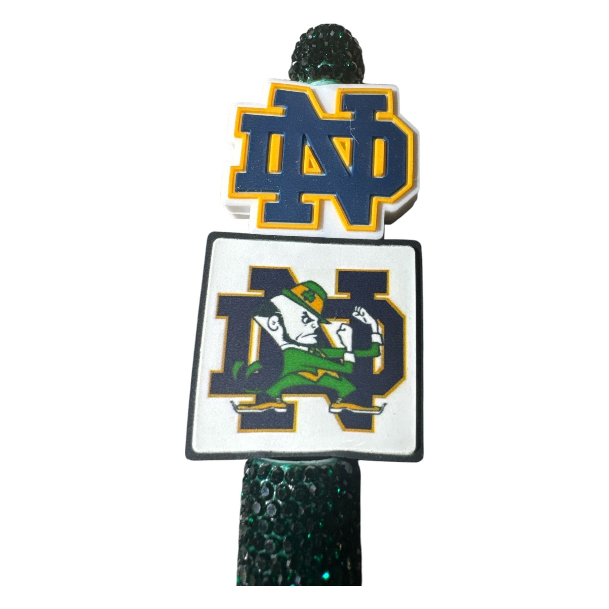 Notre Dame Fighting Irish Glitter Pen With Logo Toppers - Green & Gold Collectible Writing Accessory