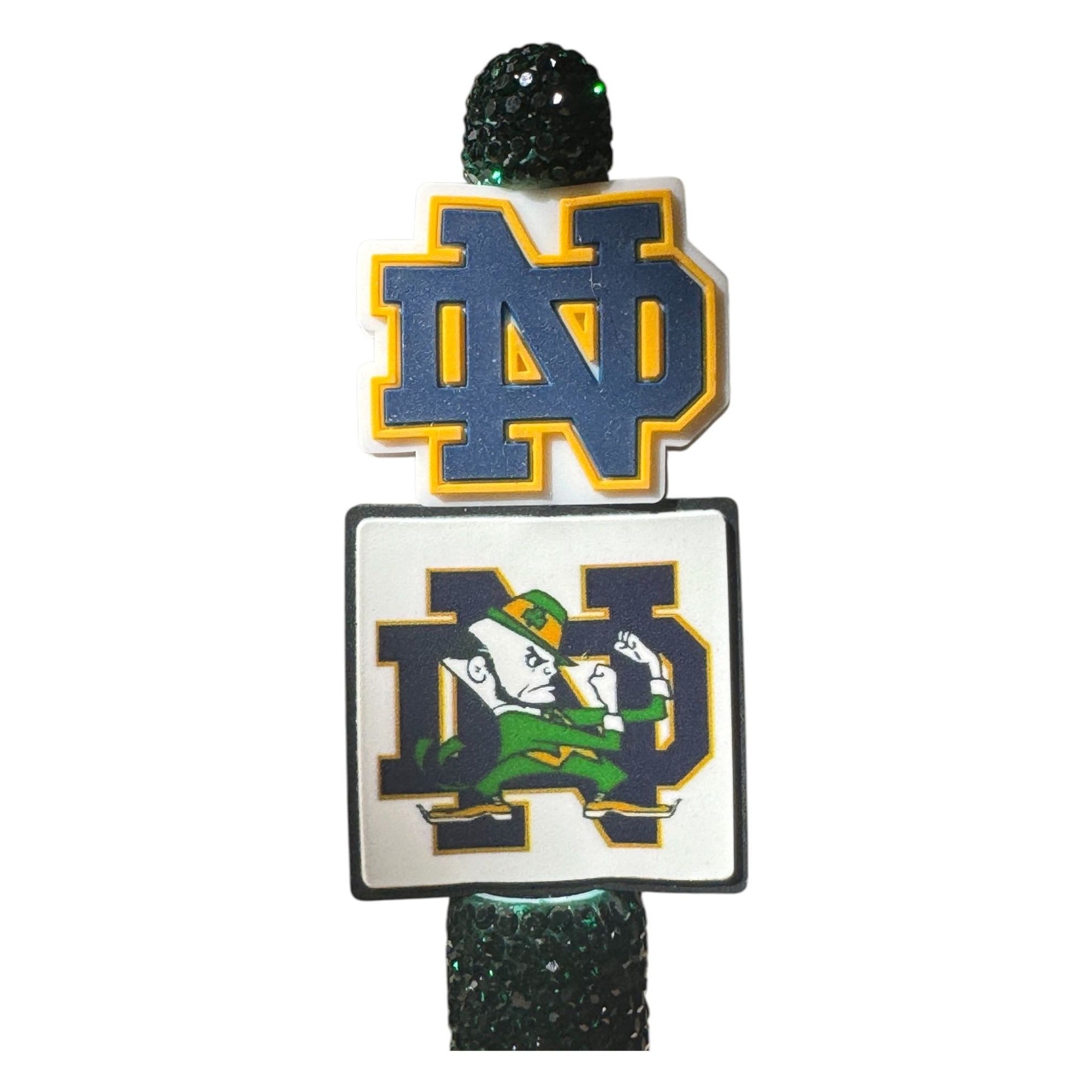 Notre Dame Fighting Irish Glitter Pen With Logo Toppers - Green & Gold Collectible Writing Accessory