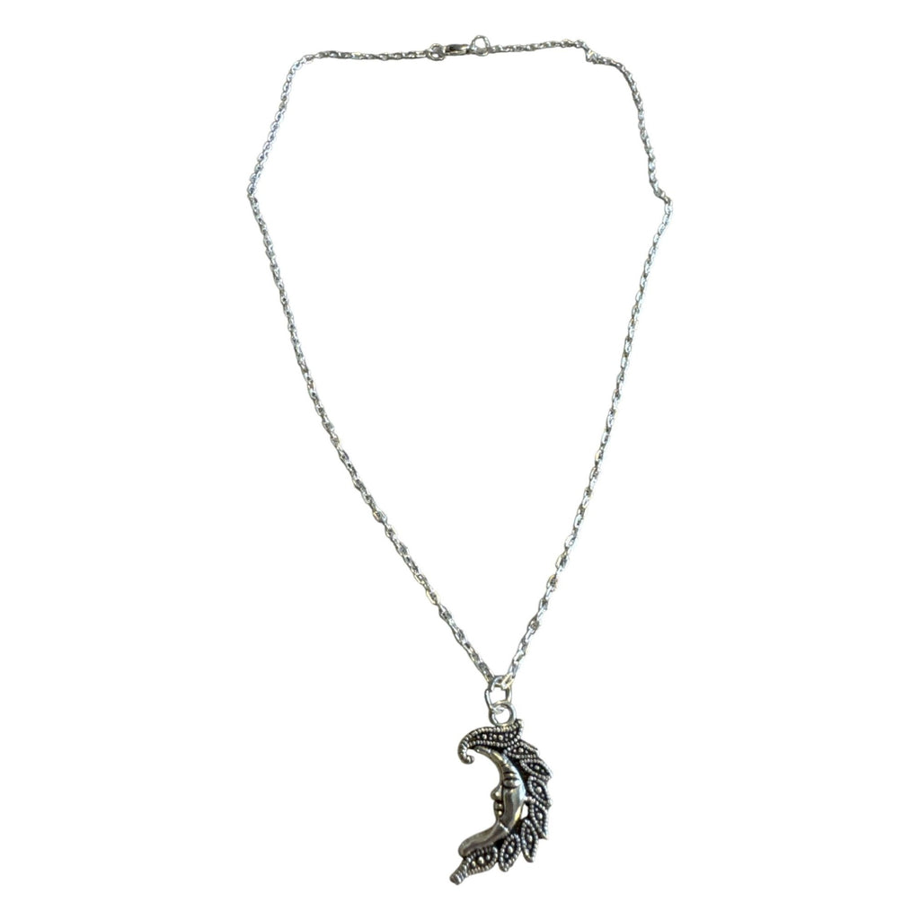 Moon Crescent Pendant Necklace With Intricate Design On Gold-Plated Chain Lobster Clasp Closure