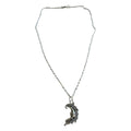 Moon Crescent Pendant Necklace With Intricate Design On Gold-Plated Chain Lobster Clasp Closure