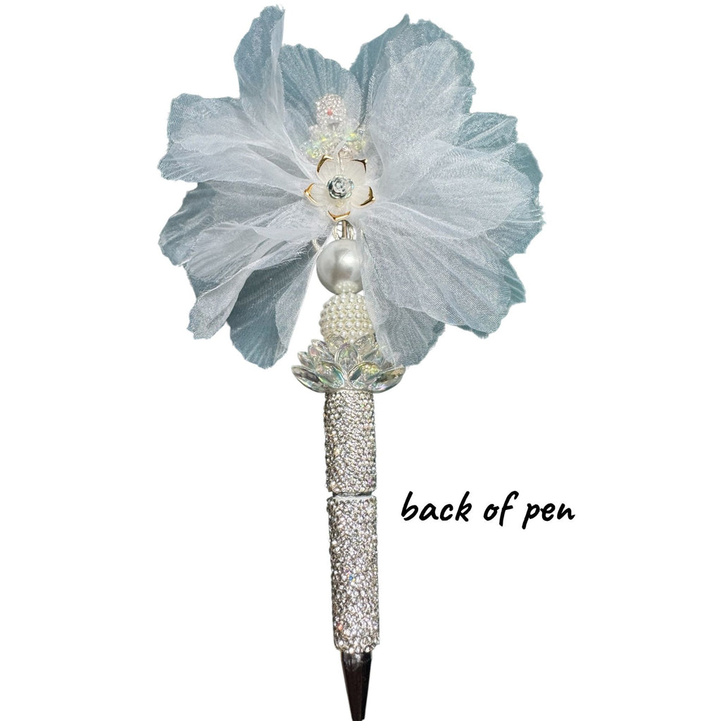 Luxury Rhinestone Flower Pen with Pearl & Deer Charm, Crystal Lotus, Ornate Decorative Writing Pen
