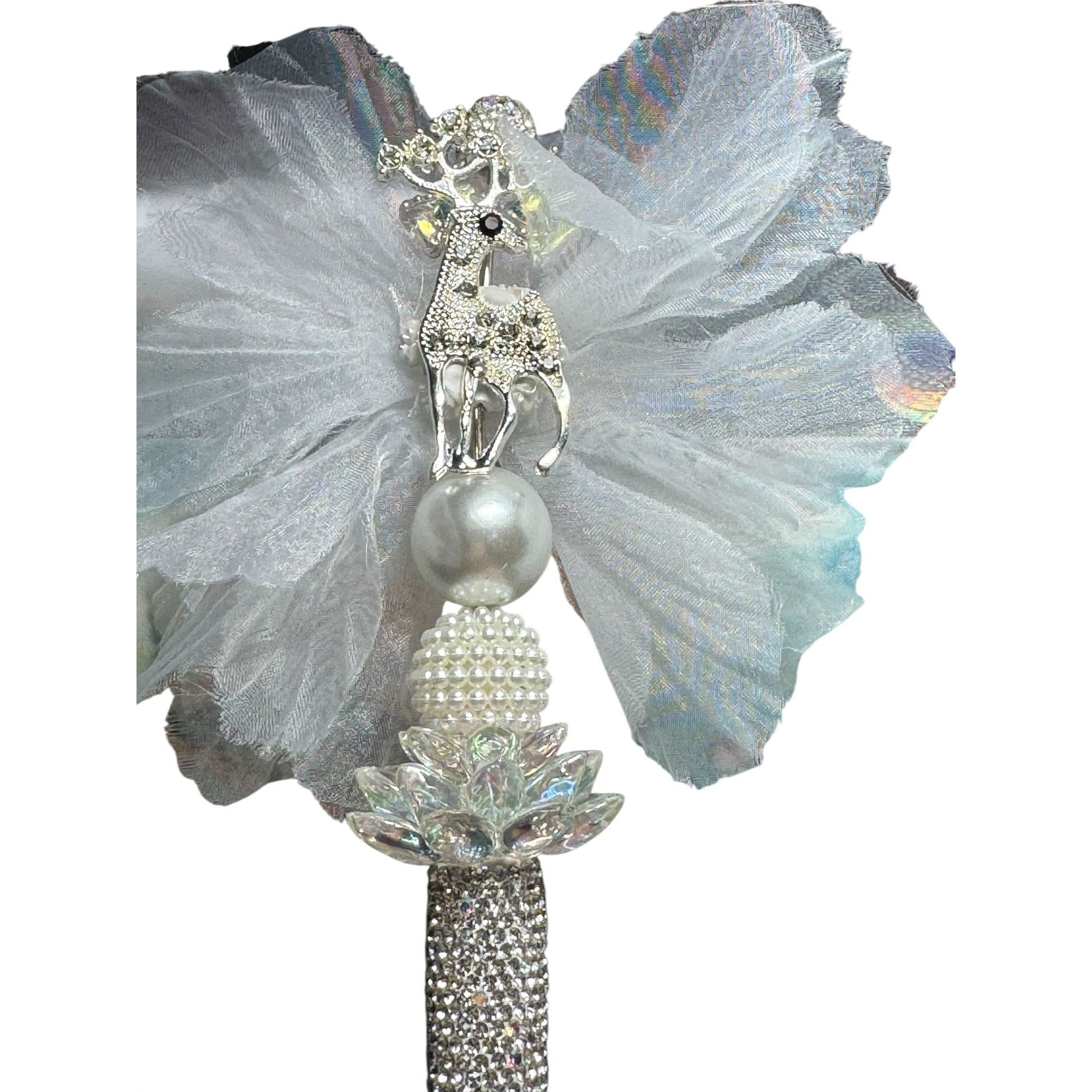 Luxury Rhinestone Flower Pen with Pearl & Deer Charm, Crystal Lotus, Ornate Decorative Writing Pen
