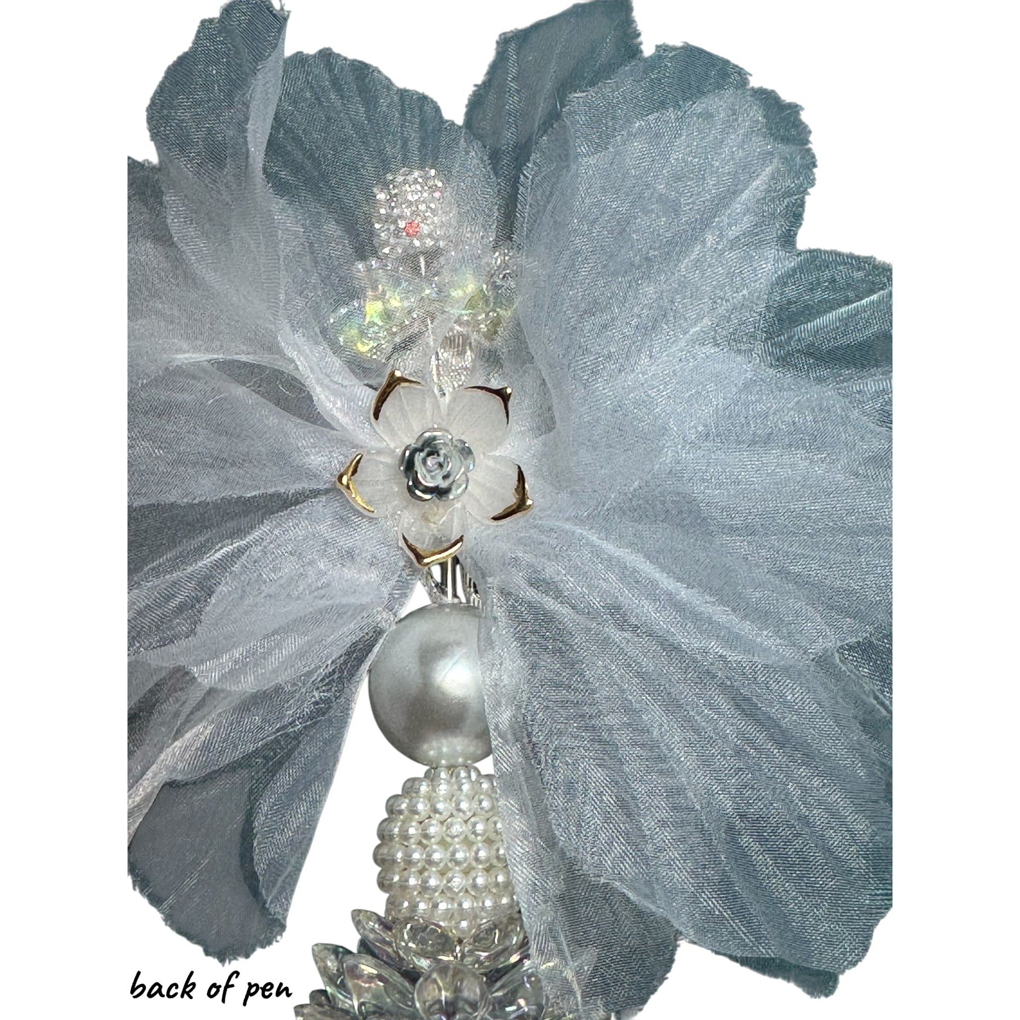 Luxury Rhinestone Flower Pen with Pearl & Deer Charm, Crystal Lotus, Ornate Decorative Writing Pen