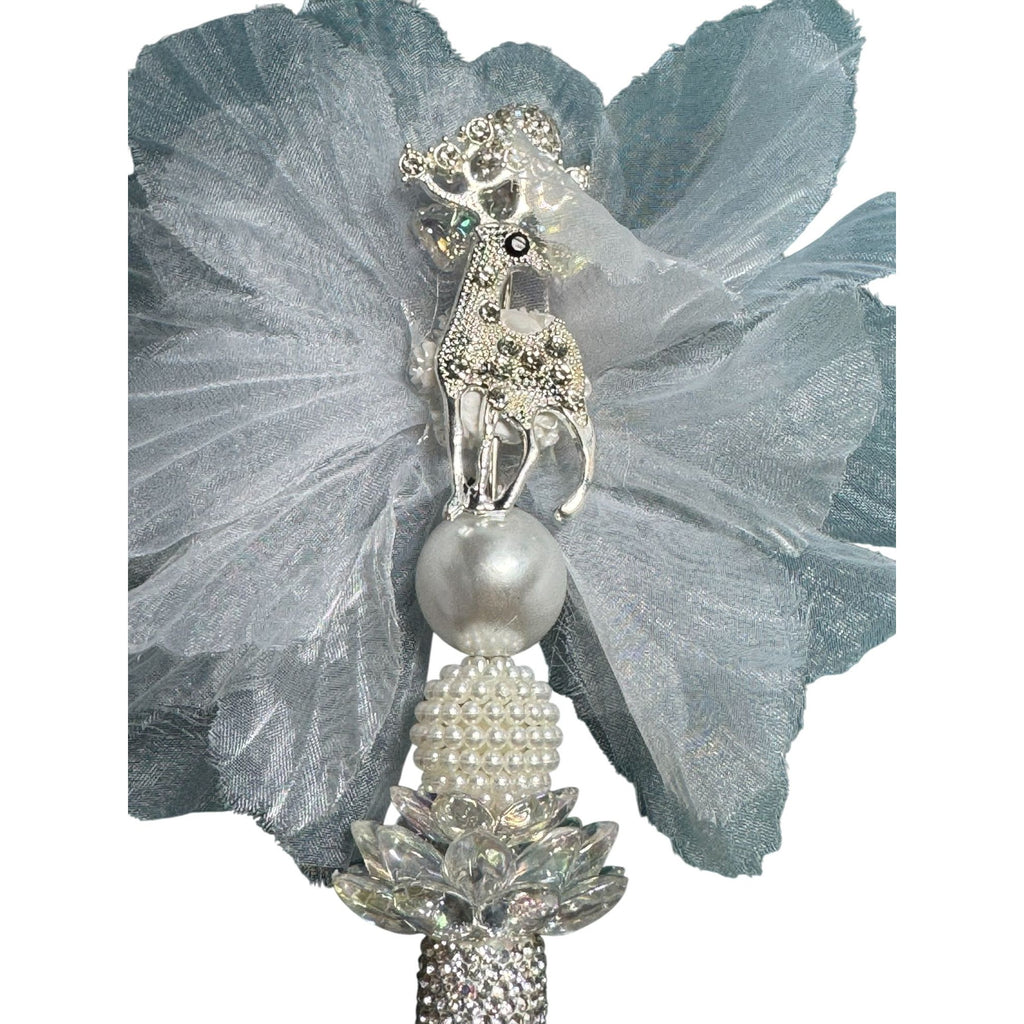 Luxury Rhinestone Flower Pen with Pearl & Deer Charm, Crystal Lotus, Ornate Decorative Writing Pen