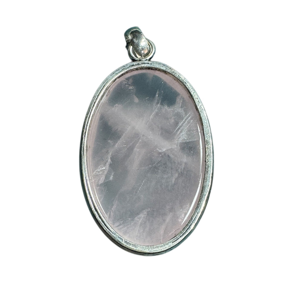 Rose Quartz Oval Pendant With 925 Sterling Silver Setting - 1.5 Inch Elegant Design For Everyday Wear