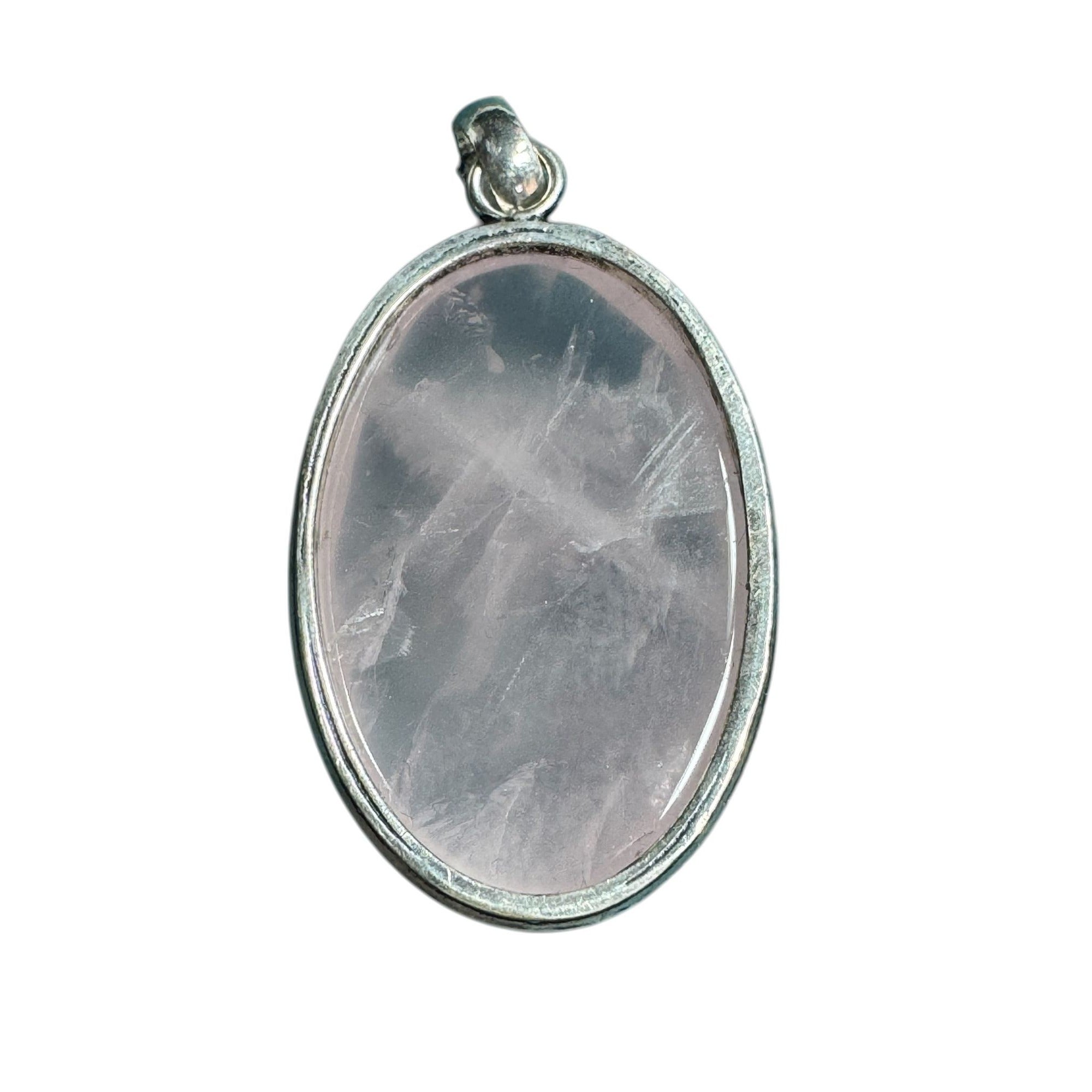 Rose Quartz Oval Pendant With 925 Sterling Silver Setting - 1.5 Inch Elegant Design For Everyday Wear