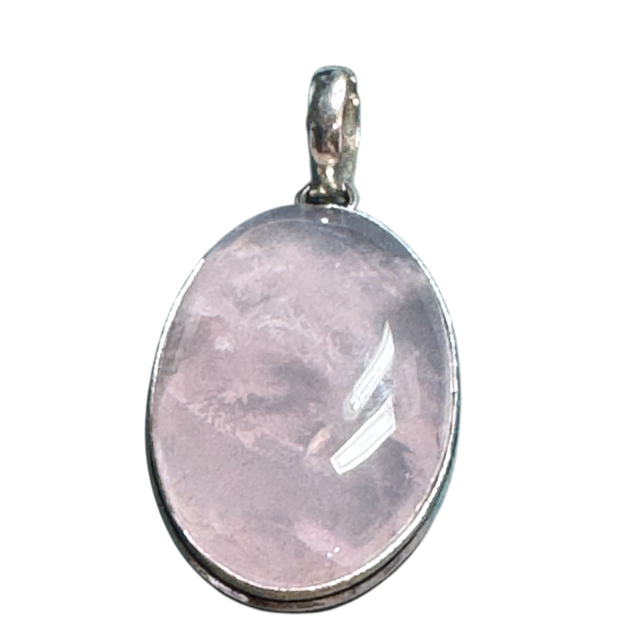 Rose Quartz Oval Pendant With 925 Sterling Silver Setting - 1.5 Inch Elegant Design For Everyday Wear