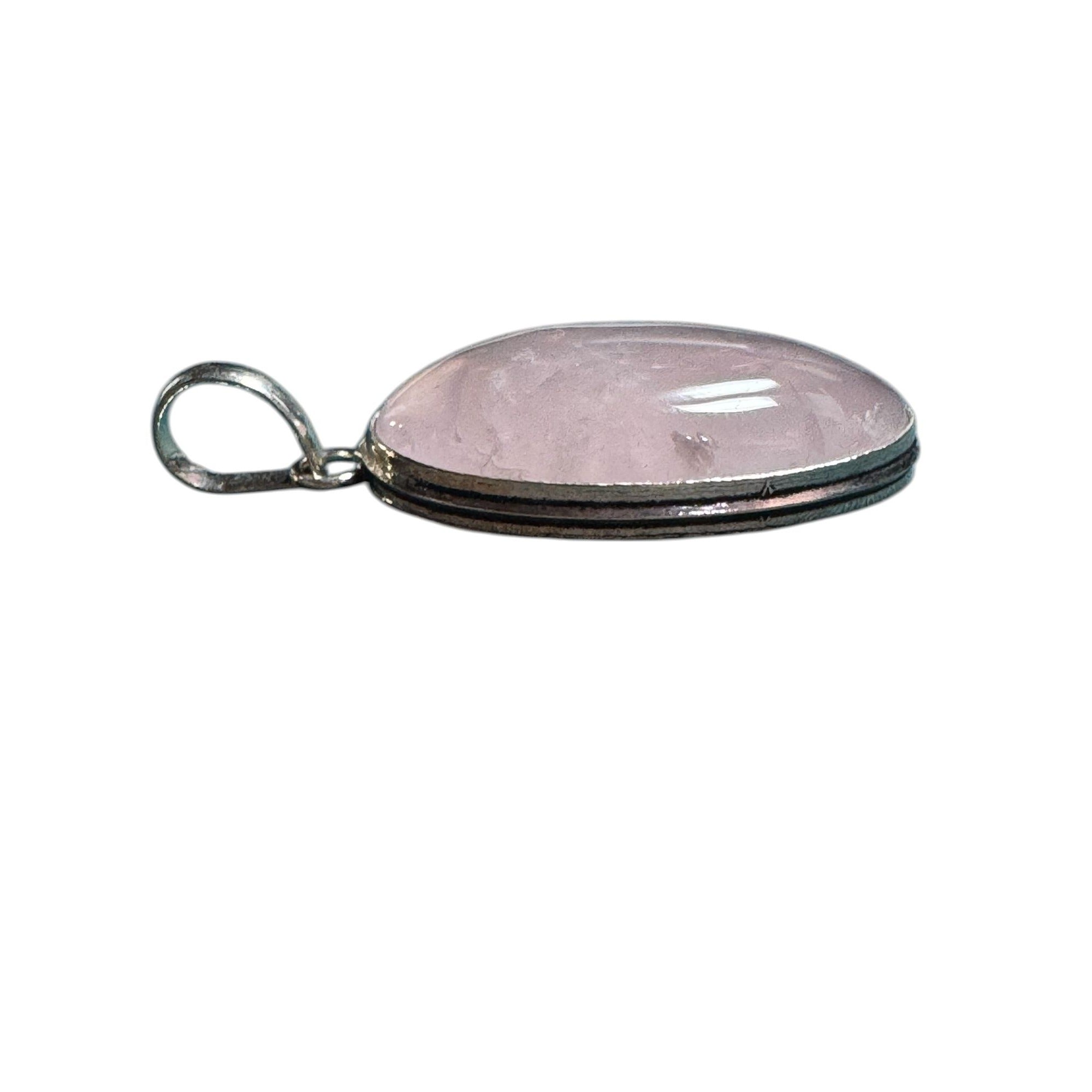 Rose Quartz Oval Pendant With 925 Sterling Silver Setting - 1.5 Inch Elegant Design For Everyday Wear