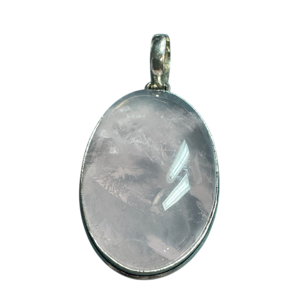 Rose Quartz Oval Pendant With 925 Sterling Silver Setting - 1.5 Inch Elegant Design For Everyday Wear