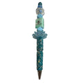 Luxury Decorative Pen with Blue Crystal Accents & Lotus Design