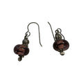 Vintage Purple Glass Bead Dangle Earrings With Silver Tone Accents & Hook Closure