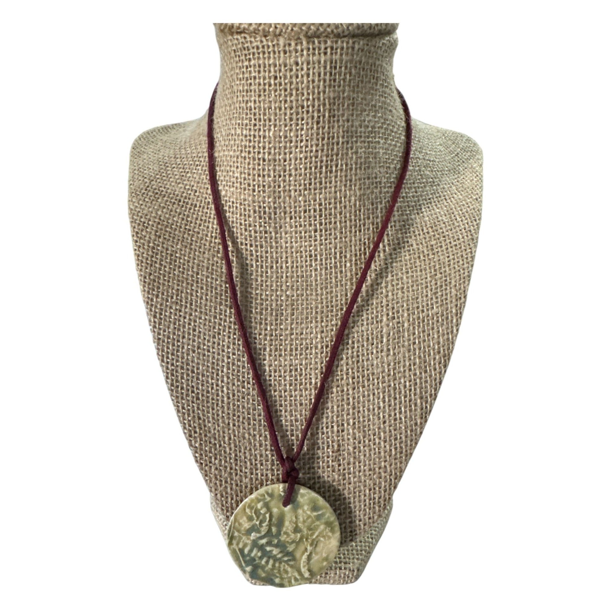 Handcrafted Ceramic Pendant Necklace With Adjustable Cord