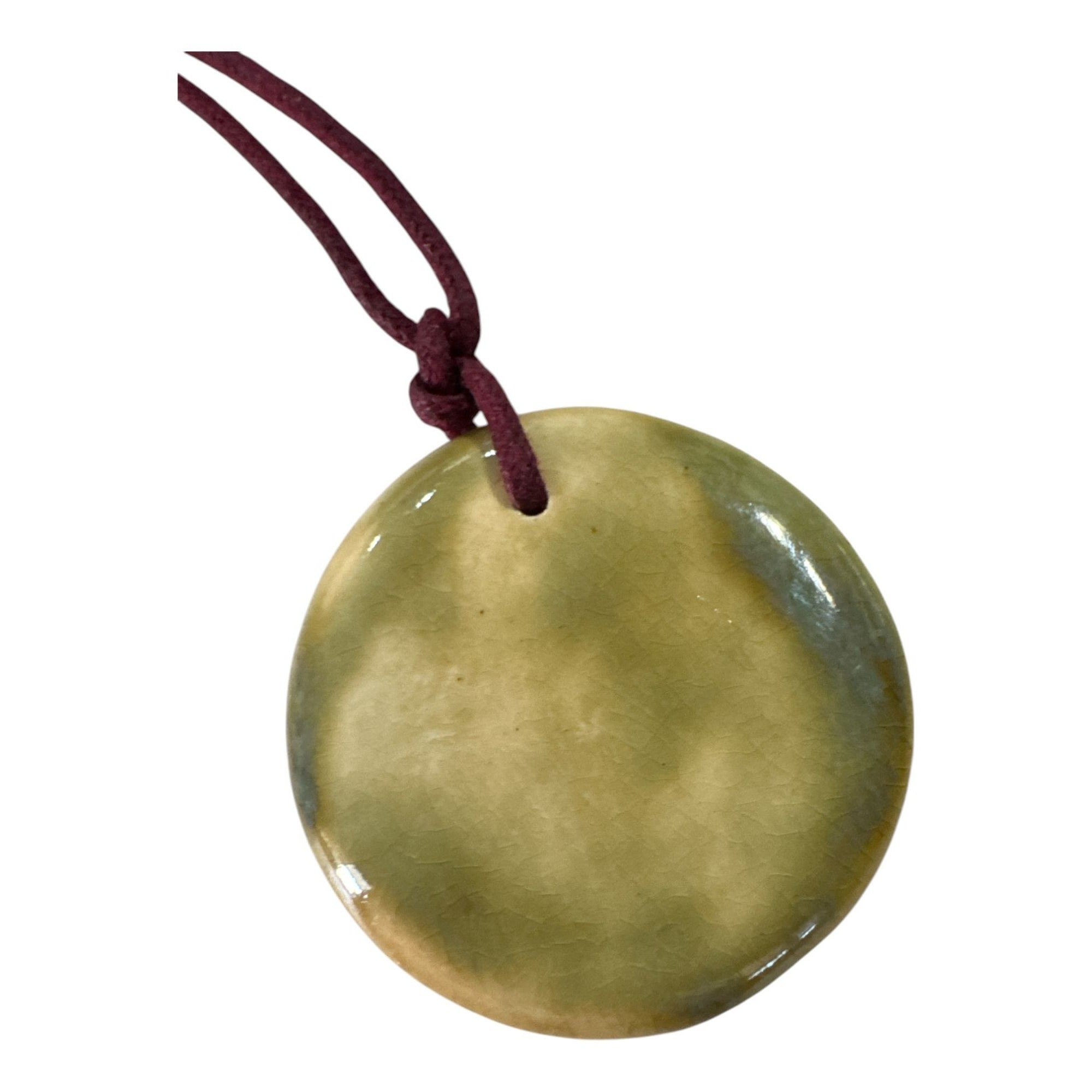 Handcrafted Ceramic Pendant Necklace With Adjustable Cord