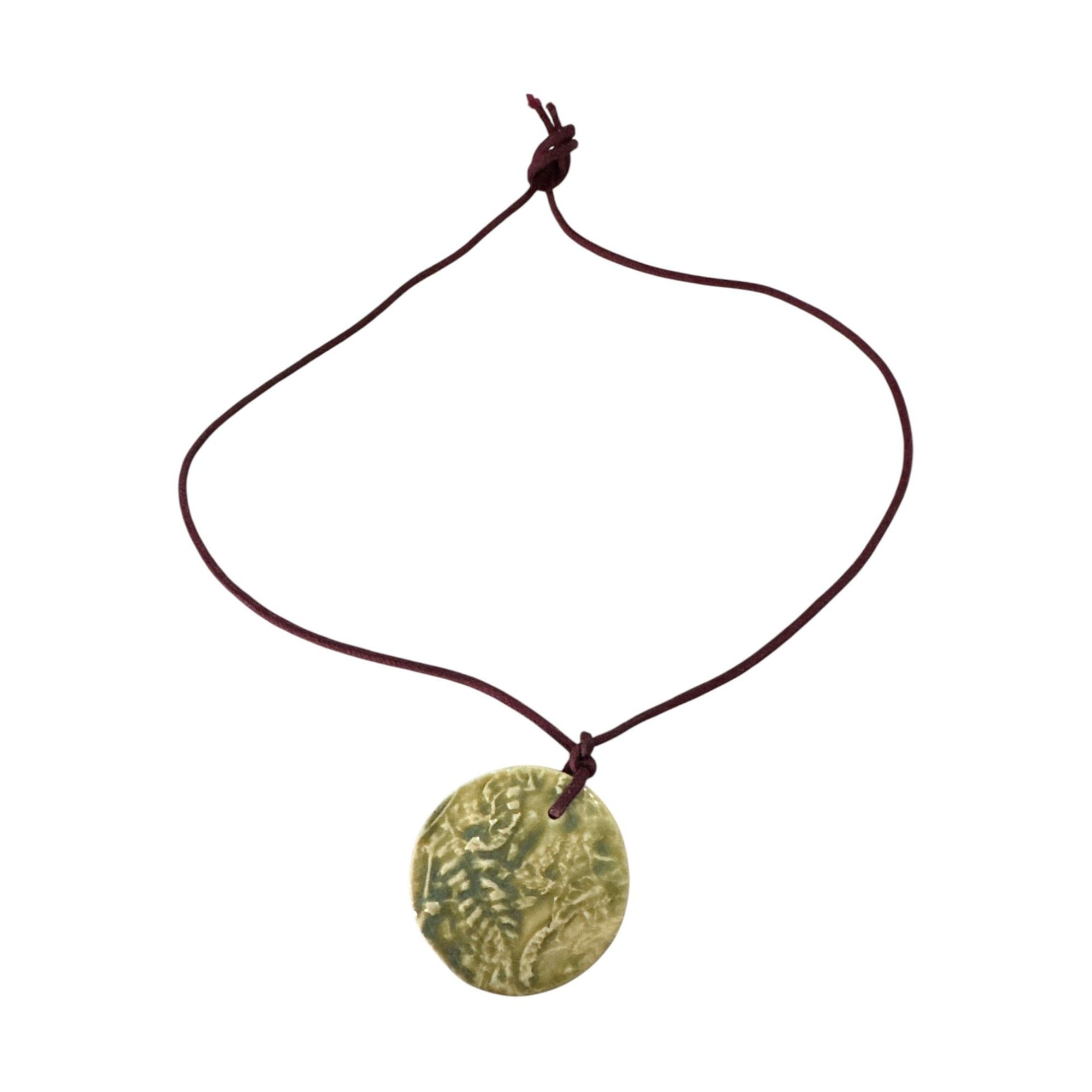 Handcrafted Ceramic Pendant Necklace With Adjustable Cord