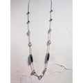 Silver & Black Beaded Long Necklace With Lobster Clasp Closure