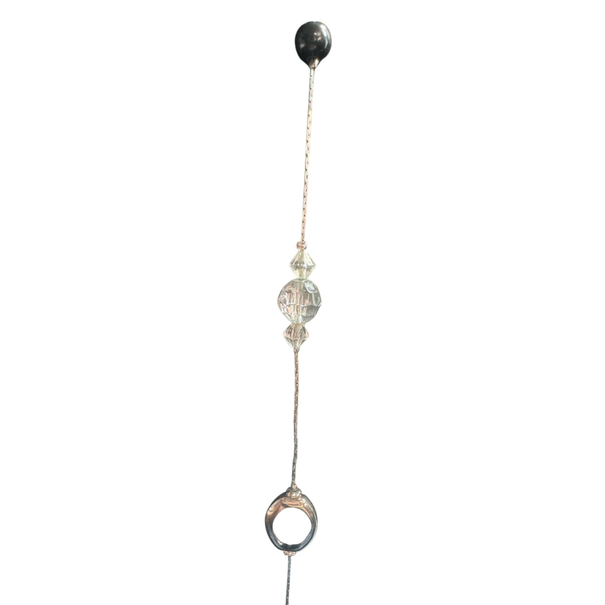Silver & Black Beaded Long Necklace With Lobster Clasp Closure