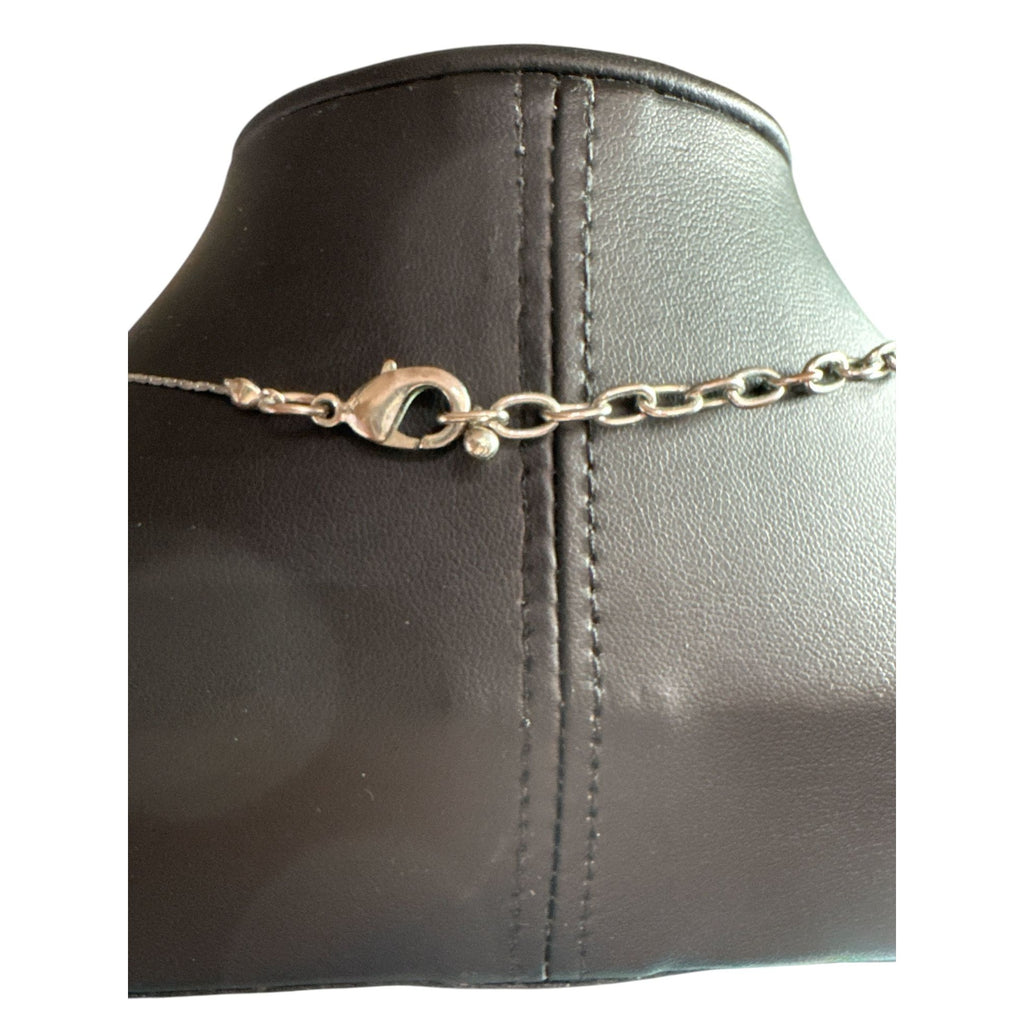 Silver & Black Beaded Long Necklace With Lobster Clasp Closure