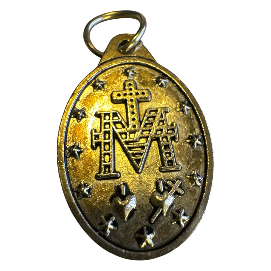 Silver Tone Miraculous Medal Virgin Mary Pendant 1830 Catholic Devotional Necklace Charm 1.5 Inches Long